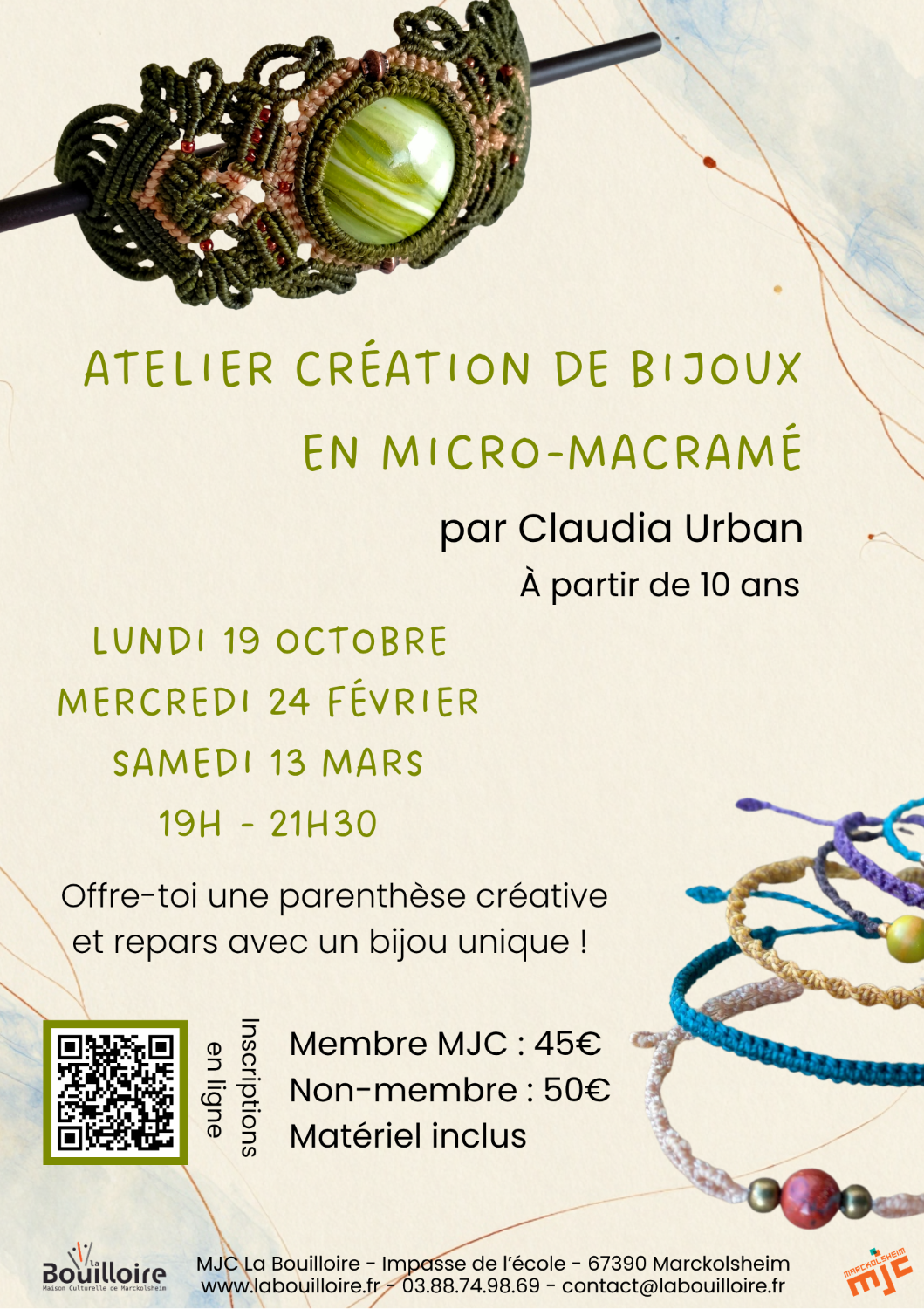 2026/2027 - ATELIERS CREATION DE BIJOUX