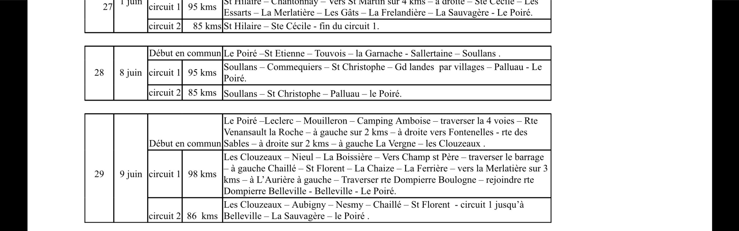 Circuit du DIMANCHE