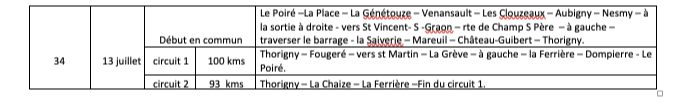 Circuit du DIMANCHE