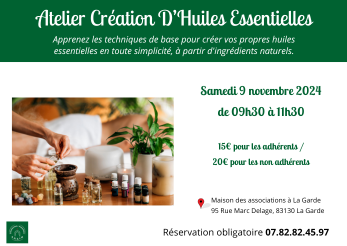 Atelier création Huiles Essentielles