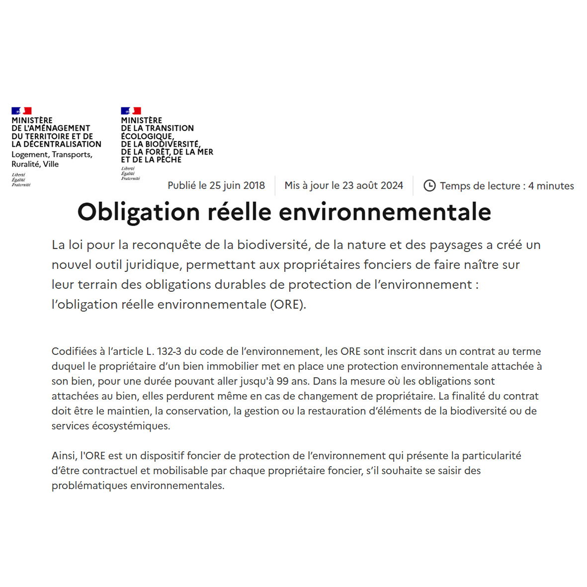 L'Obligation Réelle Environnementale