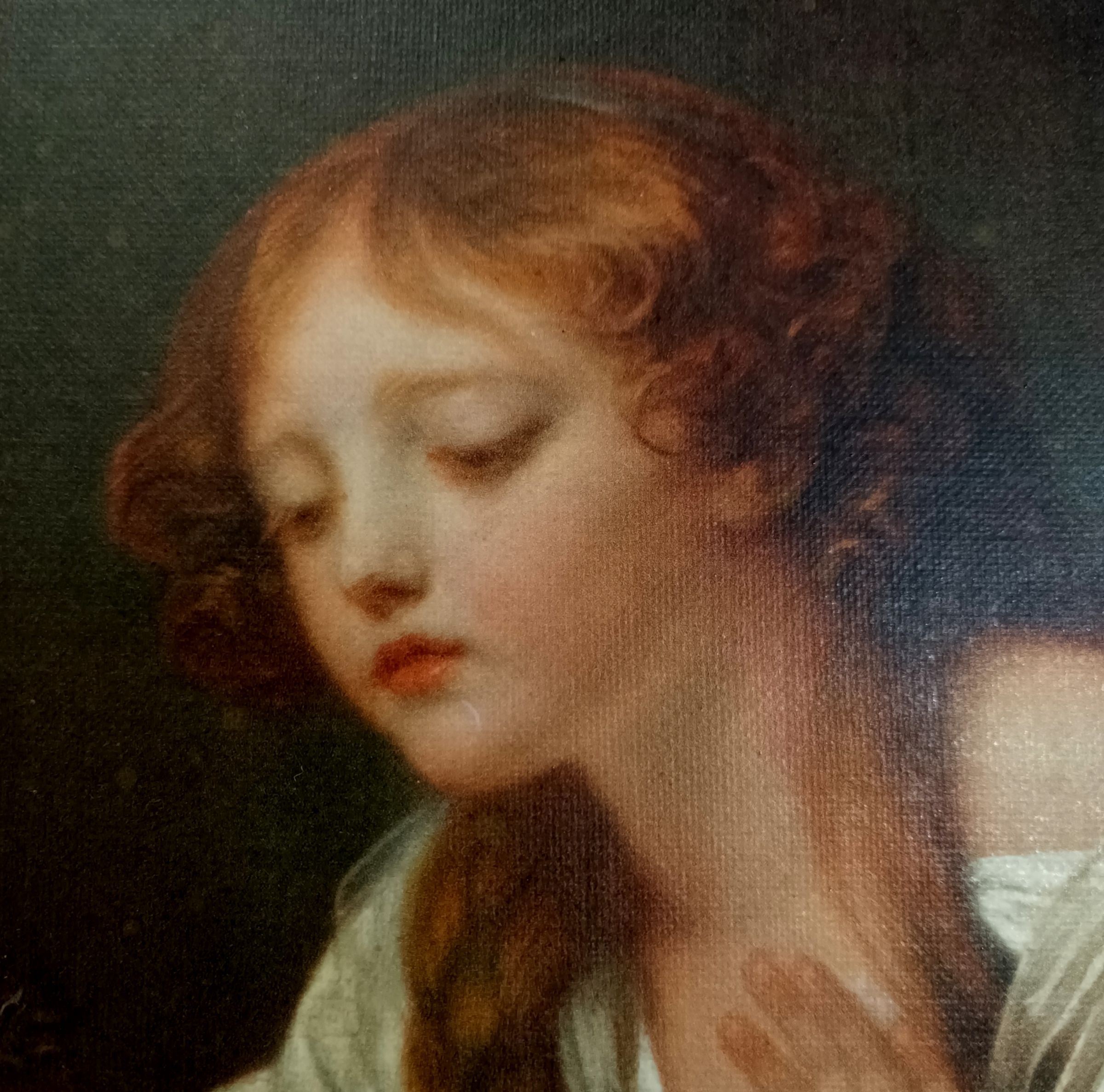 tableau reproduction JB Greuze L'oiseau mort cadre doré