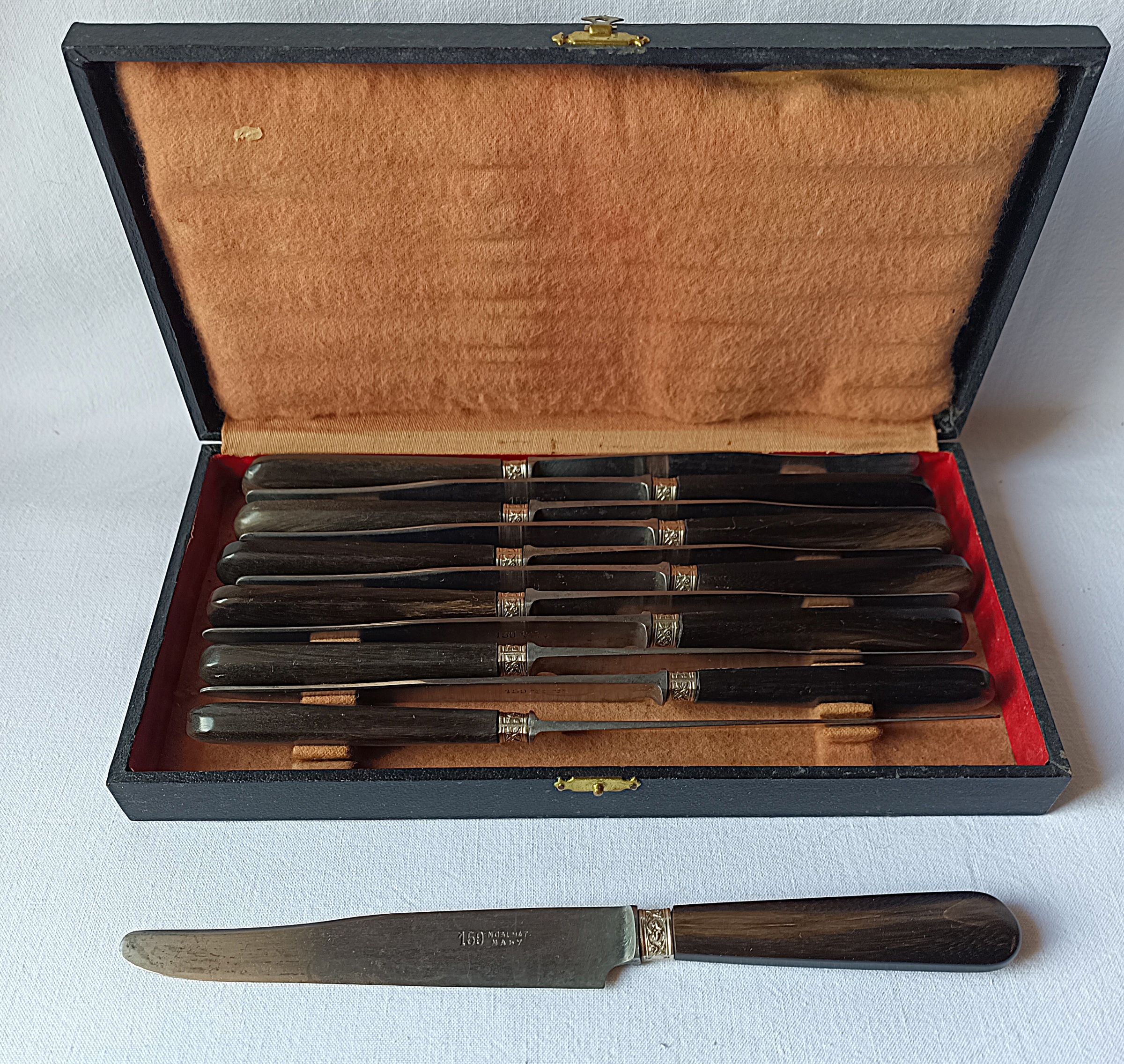 couteaux ancien Noalhat mary art nouveau virole métal argenté coffret service