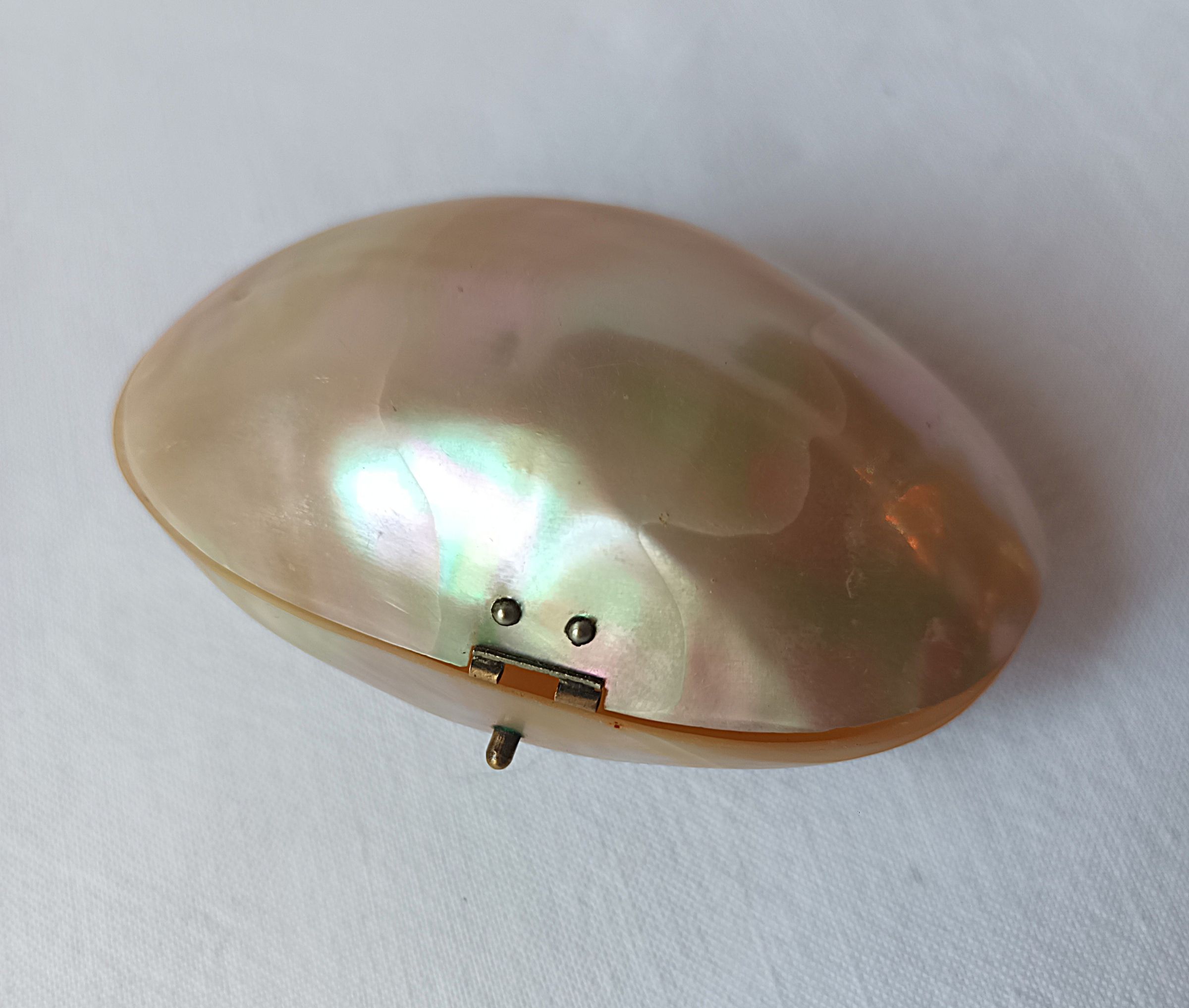 Boite chapelet, Porte-monnaie pilulier nacre irisée véritable bijou de vitrine XIXe Napoléon III