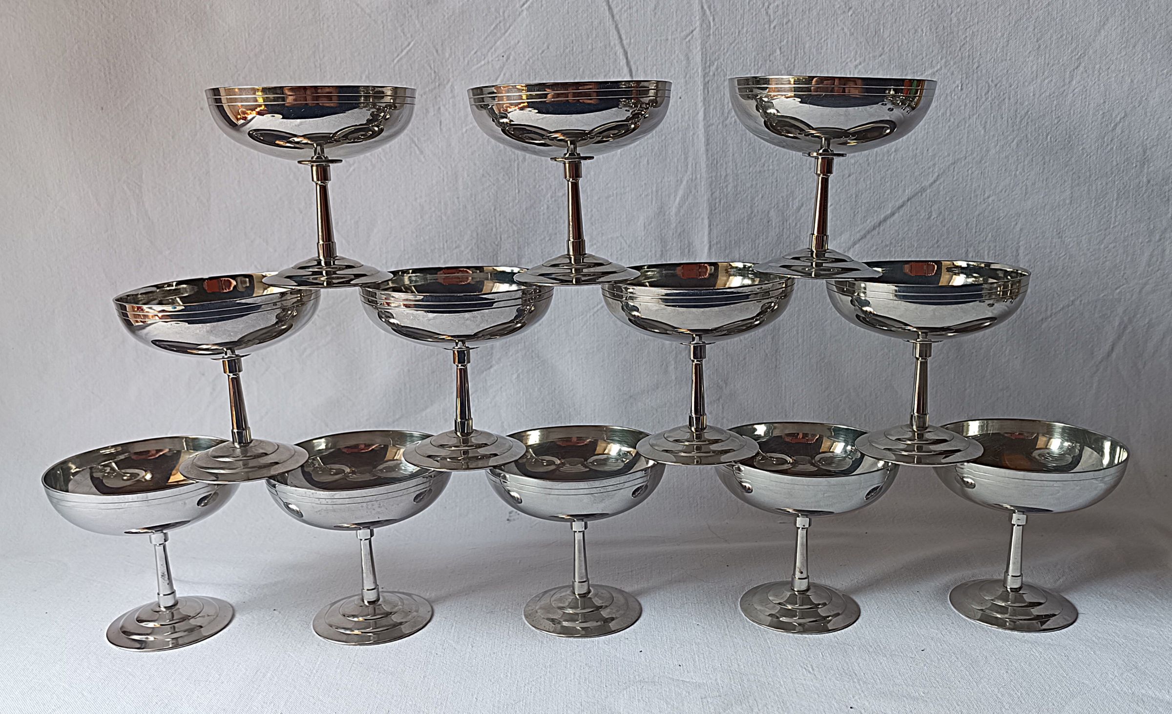 12 coupes par Letang & Remy France vintage inox 18/10 design vintage