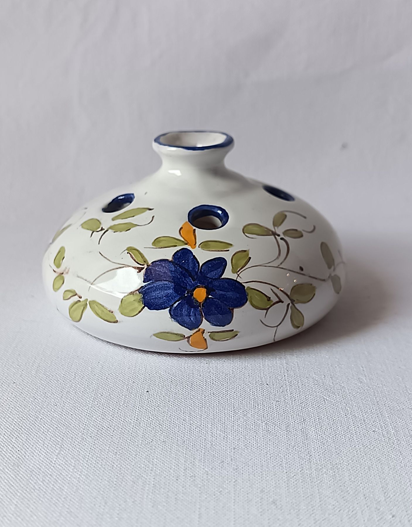 Ancien Pique-Fleurs en Faïence de Martres-Tolosane « La Tolosane » - Décor Peint Main