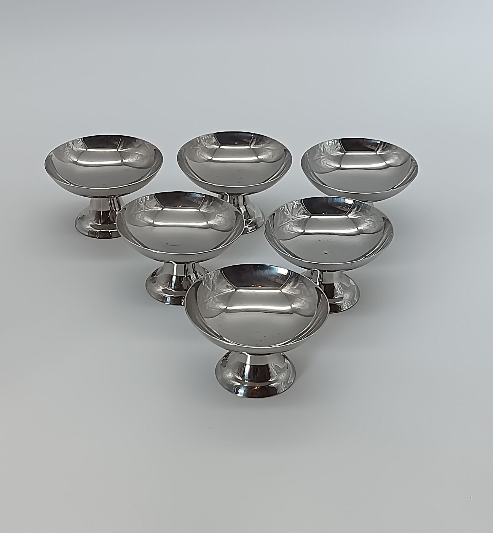 Série de 6 coupes à glace vintage en acier inoxydable 18/10 - Style Bistrot rétro, XXe siècle