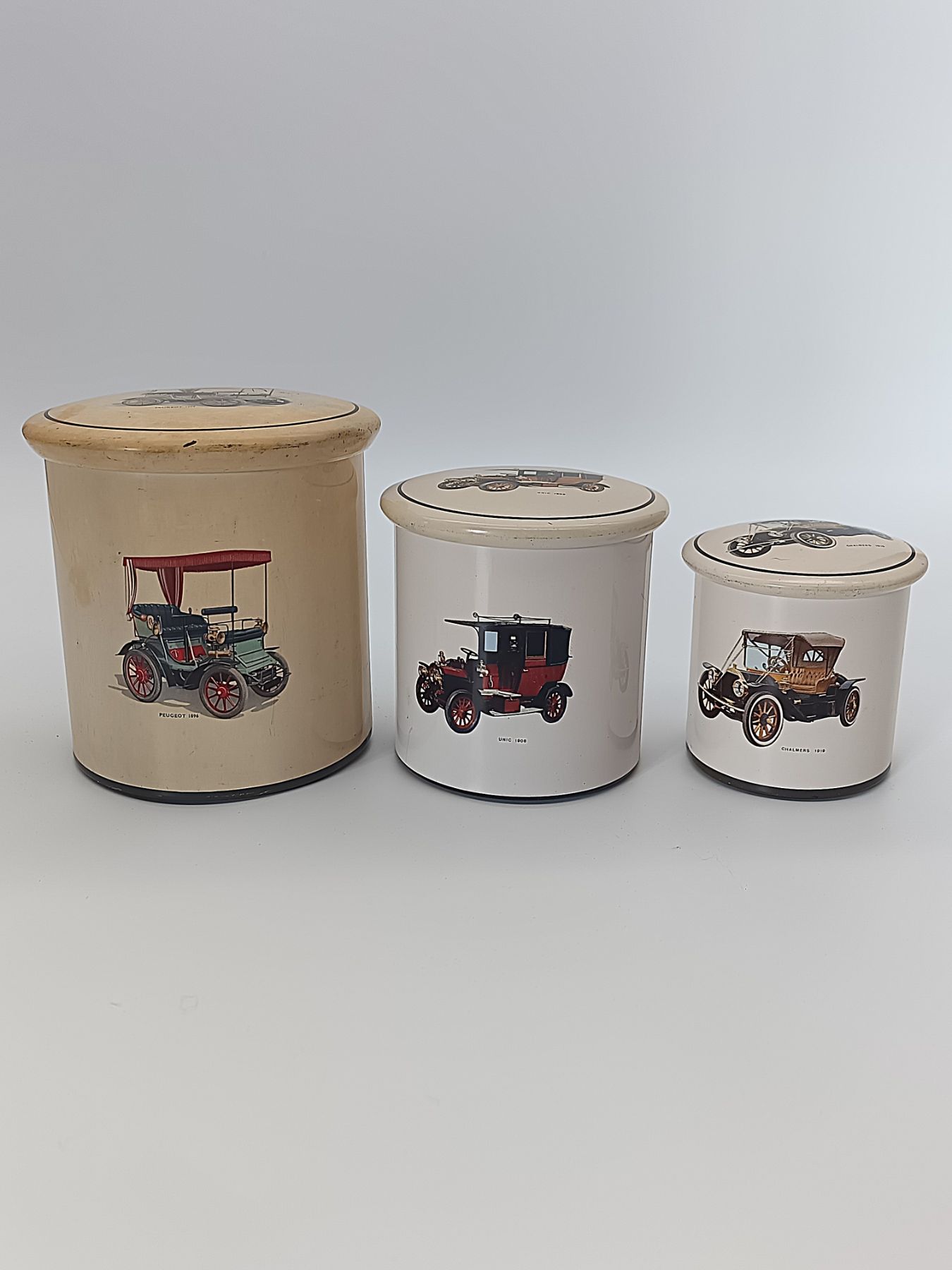 Lot de 3 Boîtes en Tôle Vintage "Voitures Anciennes" – Déco Garage / Cuisine