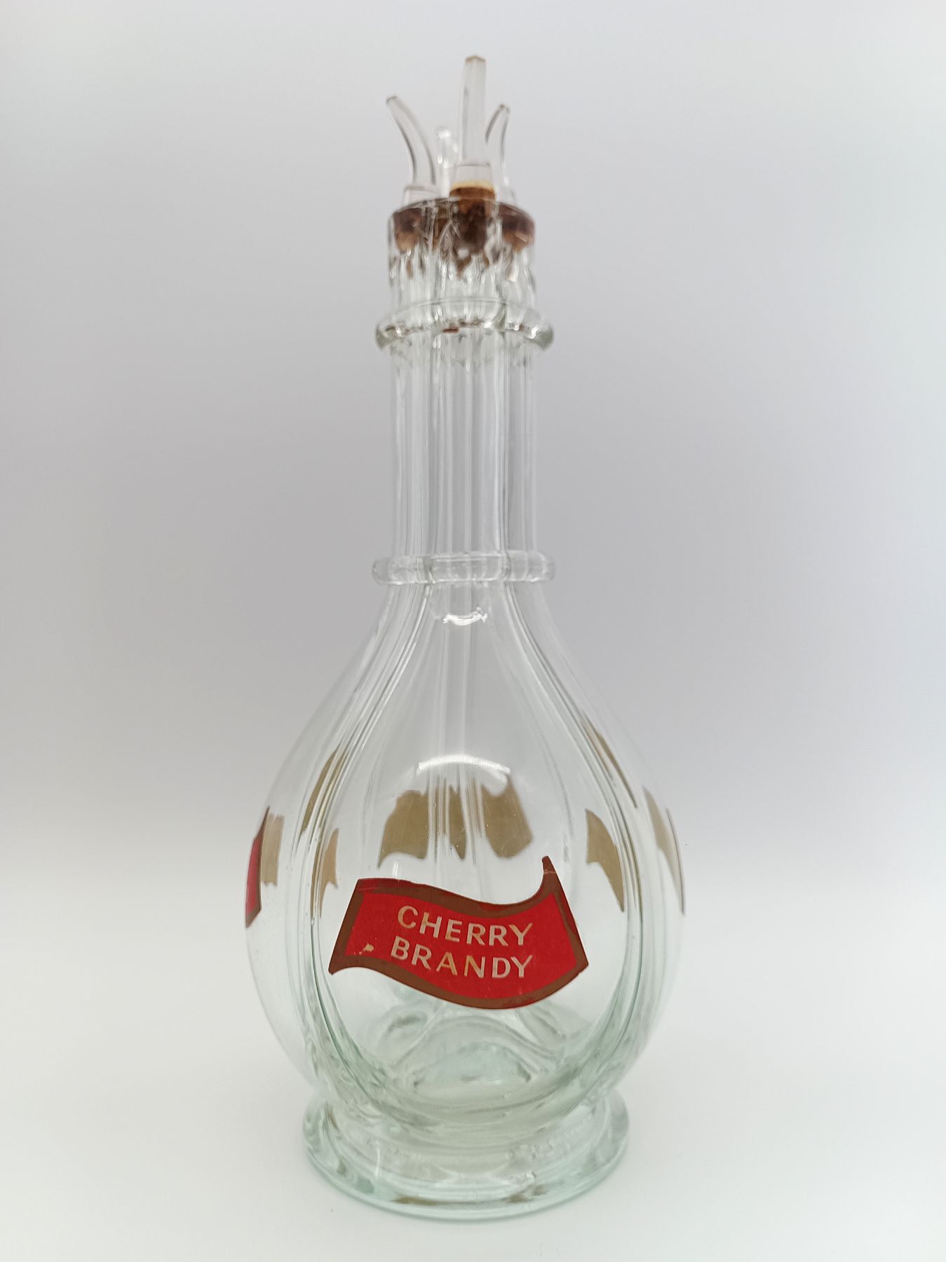 Bouteille Carafe à Liqueur Ancienne 4 Compartiments Verre Moulé Vintage France