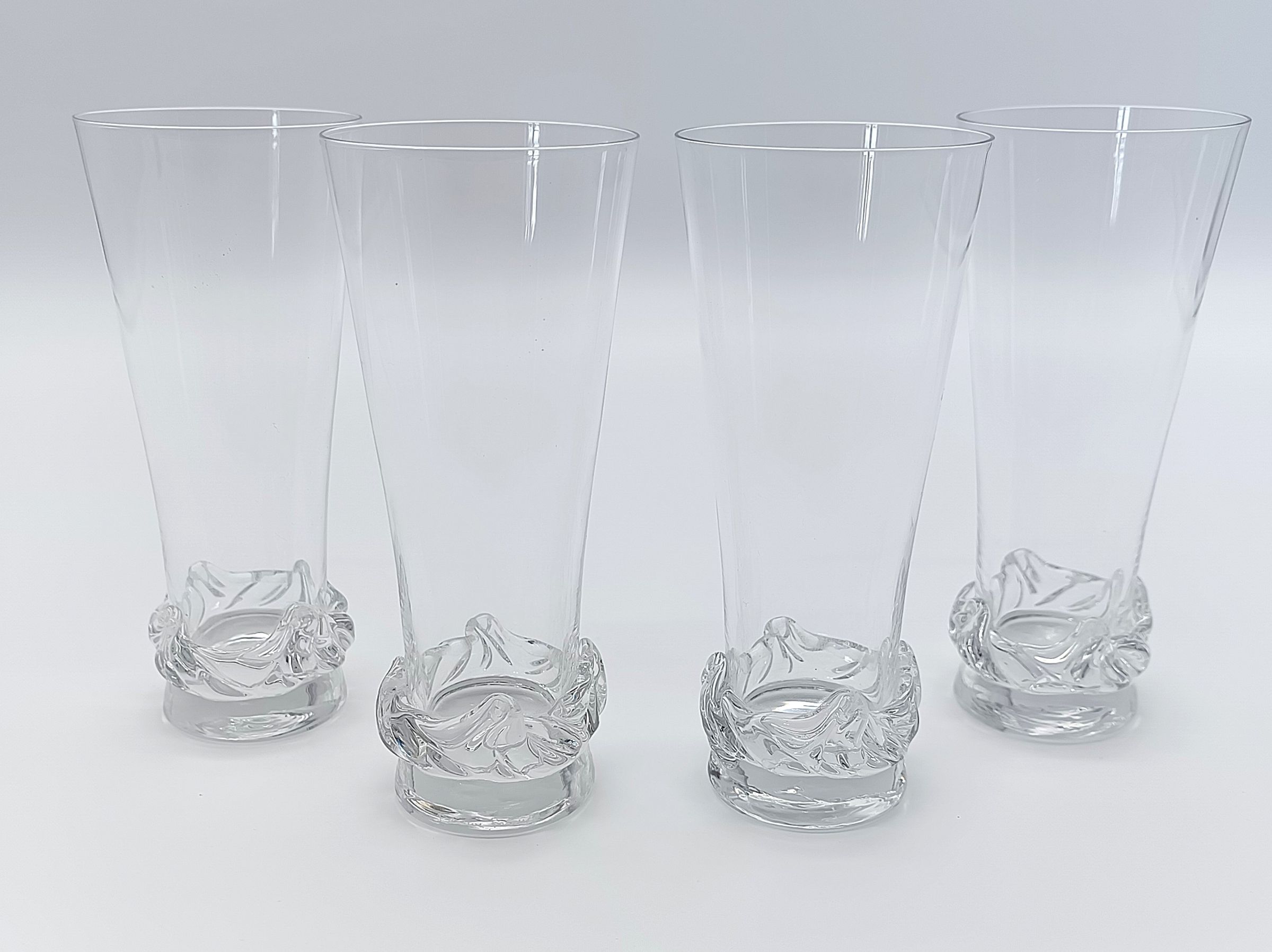 Lot de 4 Flûtes à Champagne en Cristal de Daum France Modèle Sorcy 14,5 cm