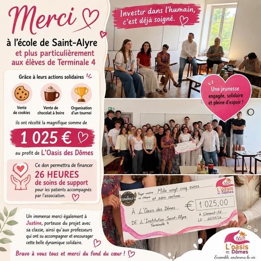 Un immense merci à Institution Saint-Alyre site officiel et plus particulièrement aux élèves de Terminale 4