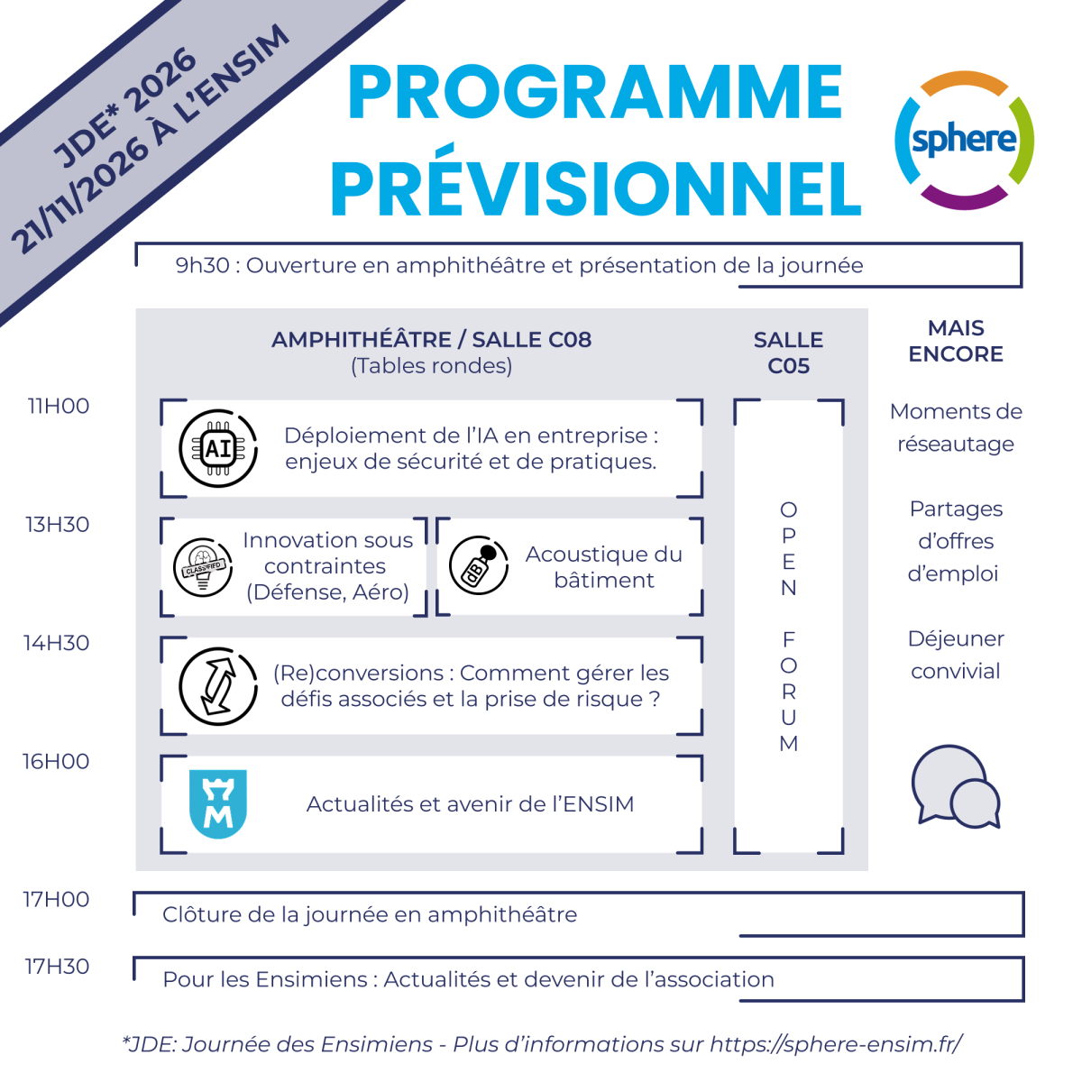 Programme prévisionnel de la JDE 2026