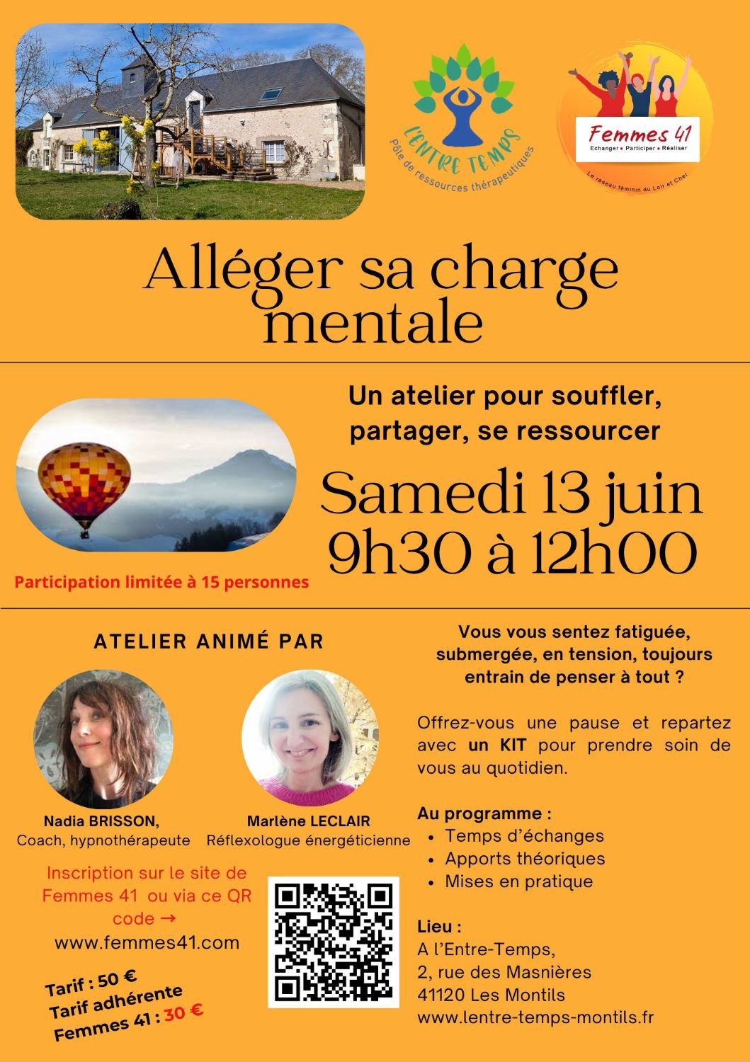 Atelier « Alléger sa charge mentale » le samedi 13 juin de 9h30 à 12h00
