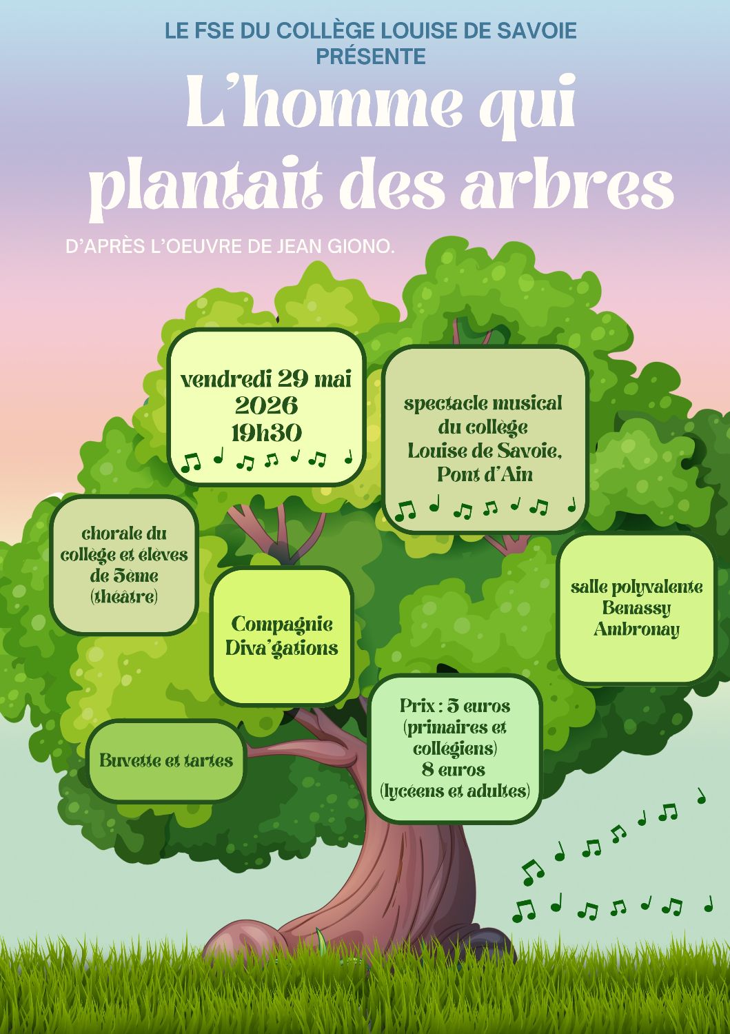 Spectacle musical du collège Louise de Savoie     L'Homme qui plantait des arbres