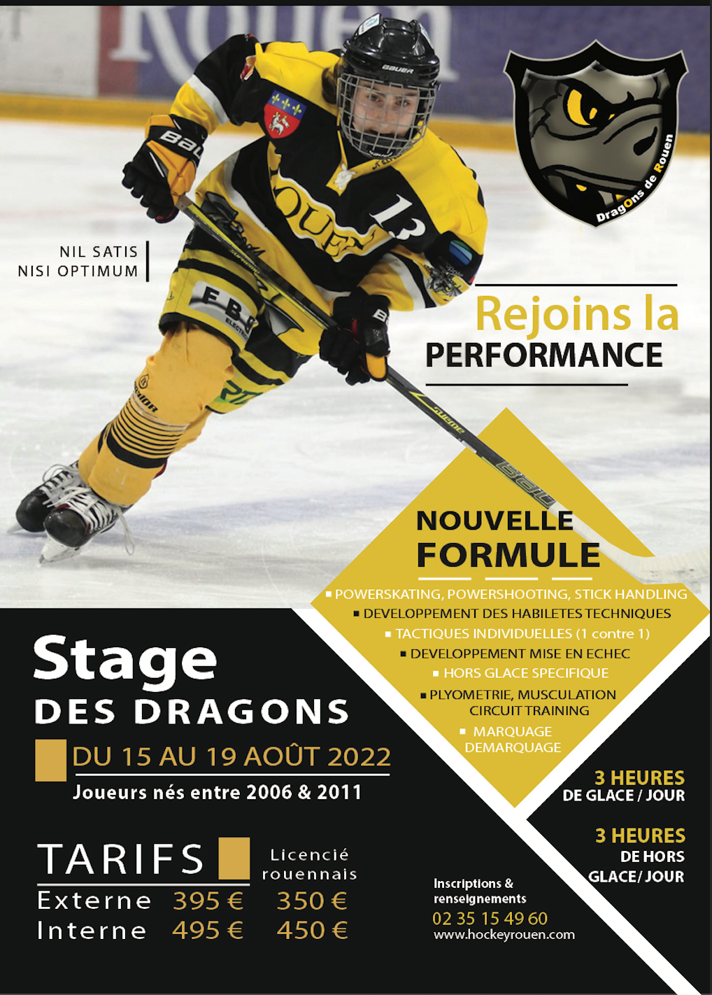 Stage Dragons de Rouen pour les 2006 à 2011 (U13 à U17) du 15 au 19 août 2022