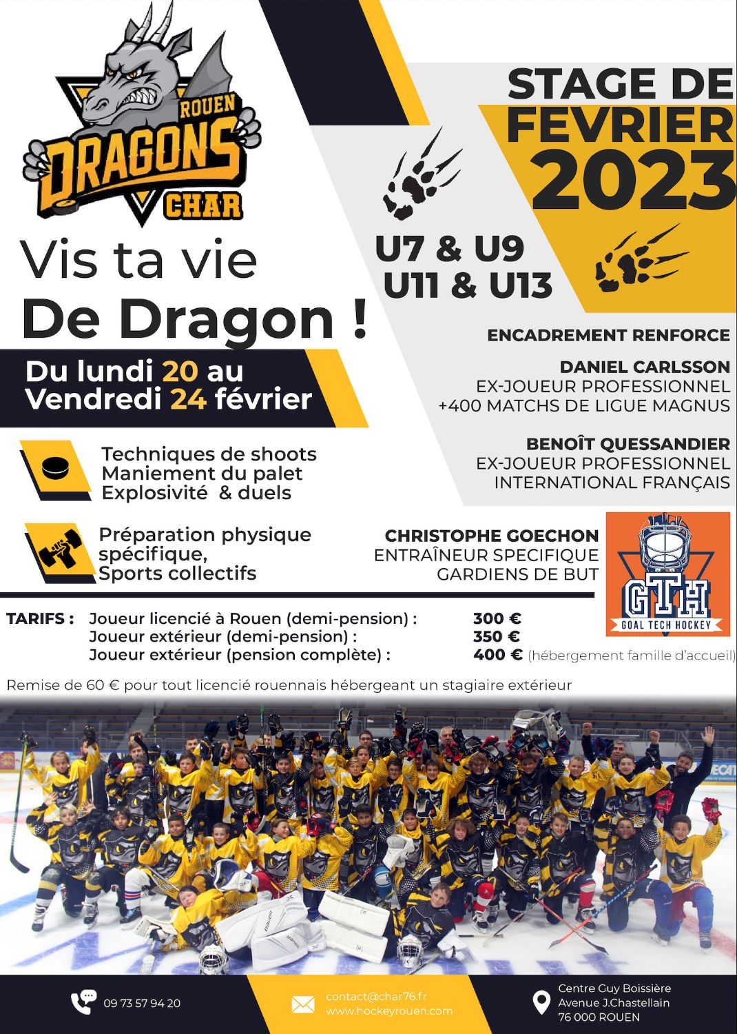 Stage Dragons de Rouen (U7 à U13 - Du 20 au 24 février 2023)