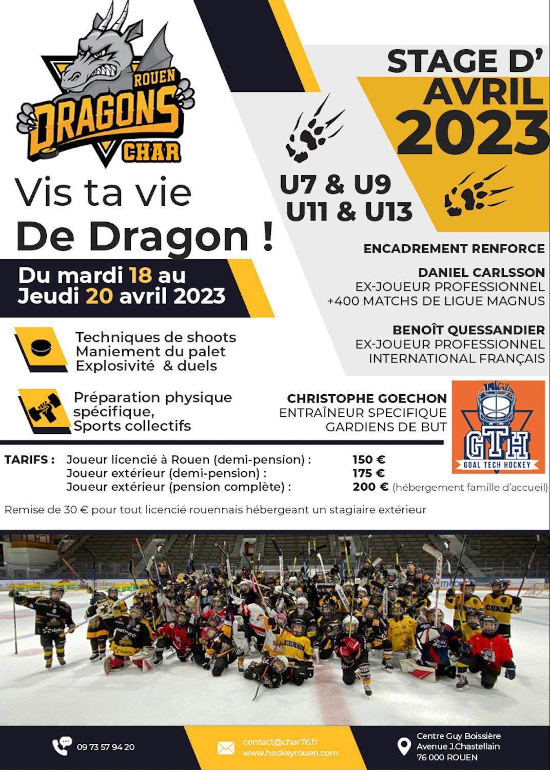 Stage Dragons de Rouen (U7 à U13 - Du 18 au 20 avril 2023)