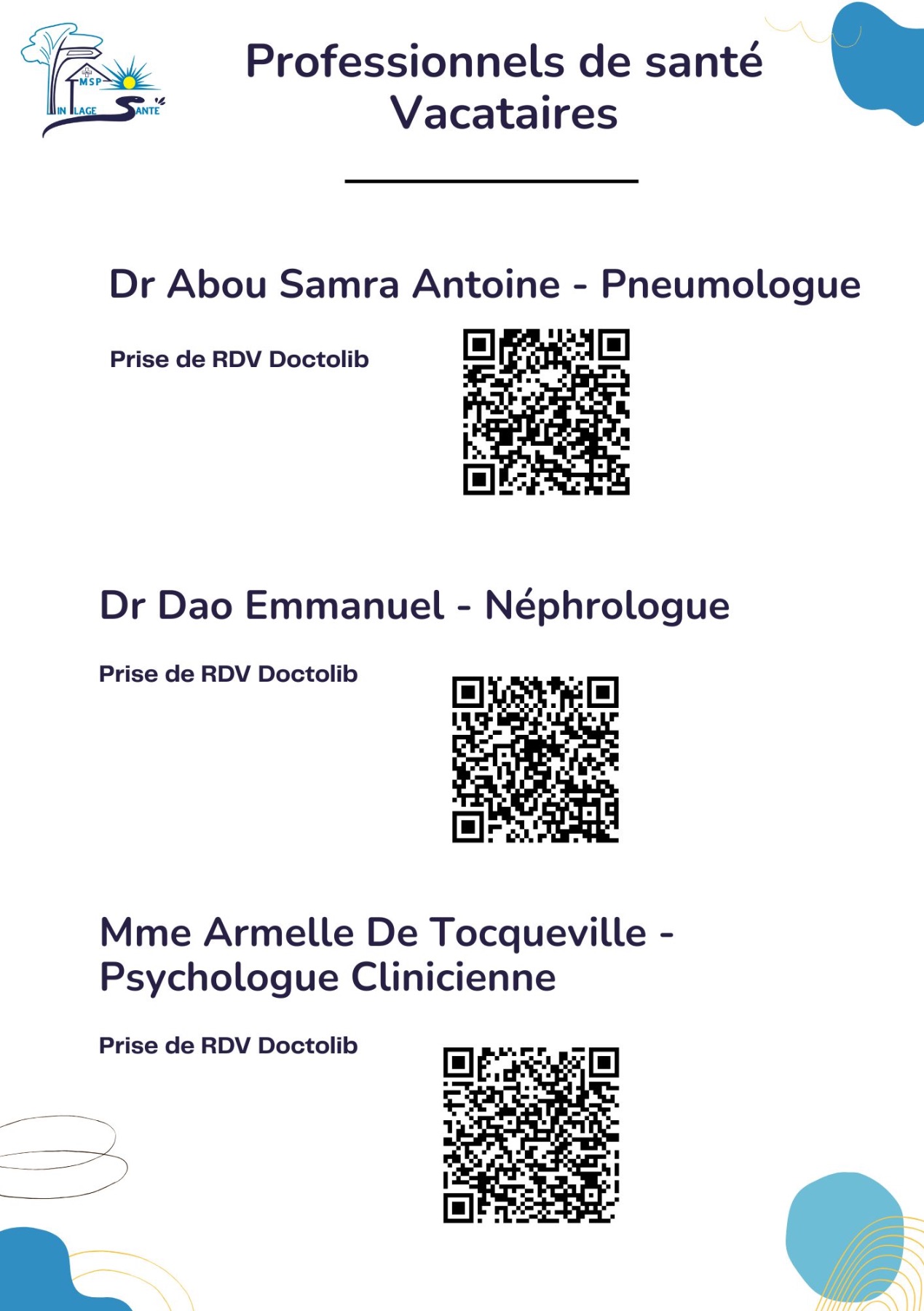 La MSP Pin Plage Santé accueille de nouveaux professionnels de santé en tant que vacataires.