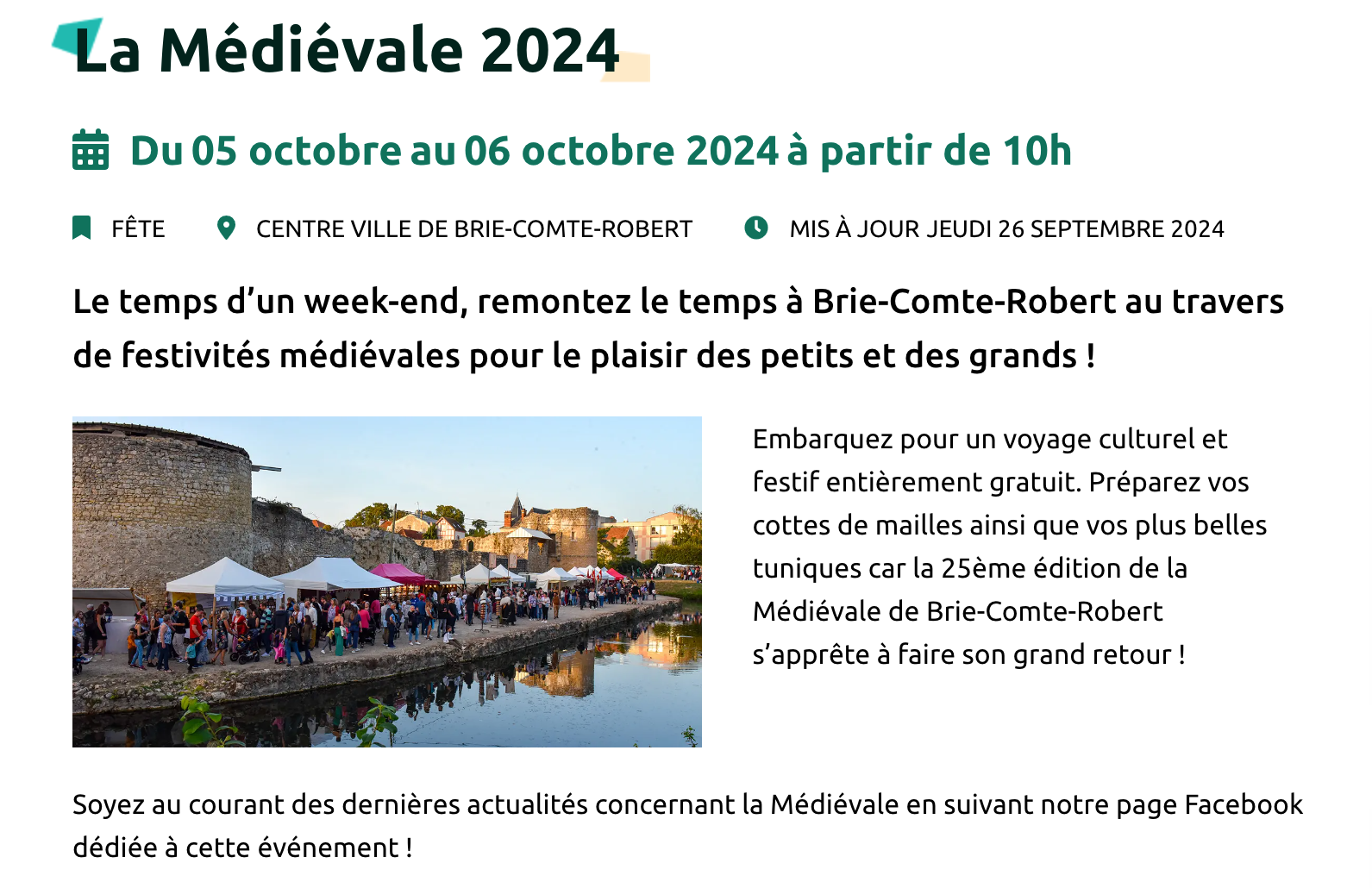 Sortie Médiévales de Brie Comte Robert