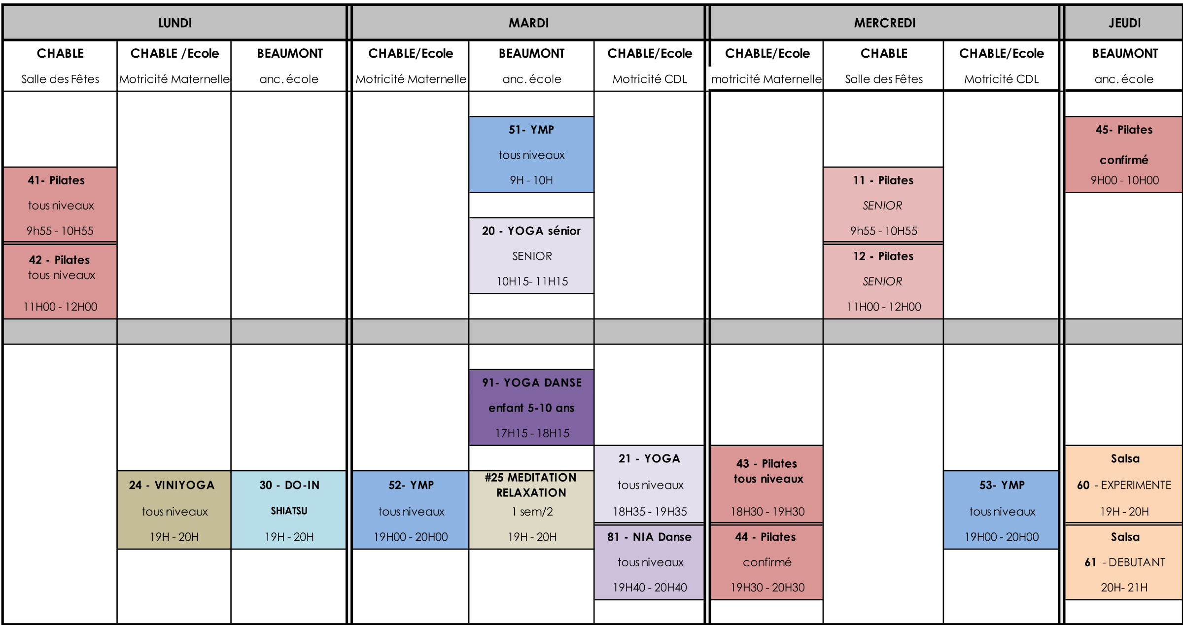 Planning saison 25-26