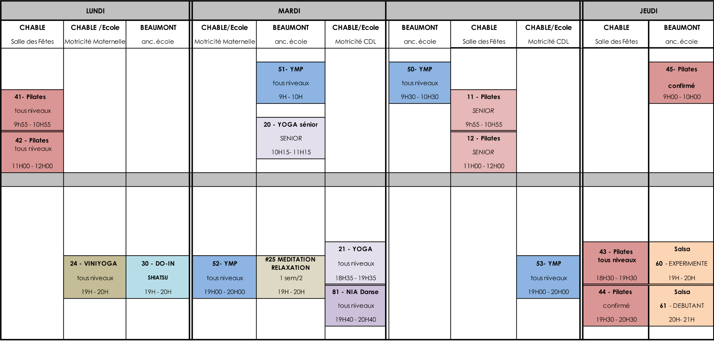 Planning saison 25-26