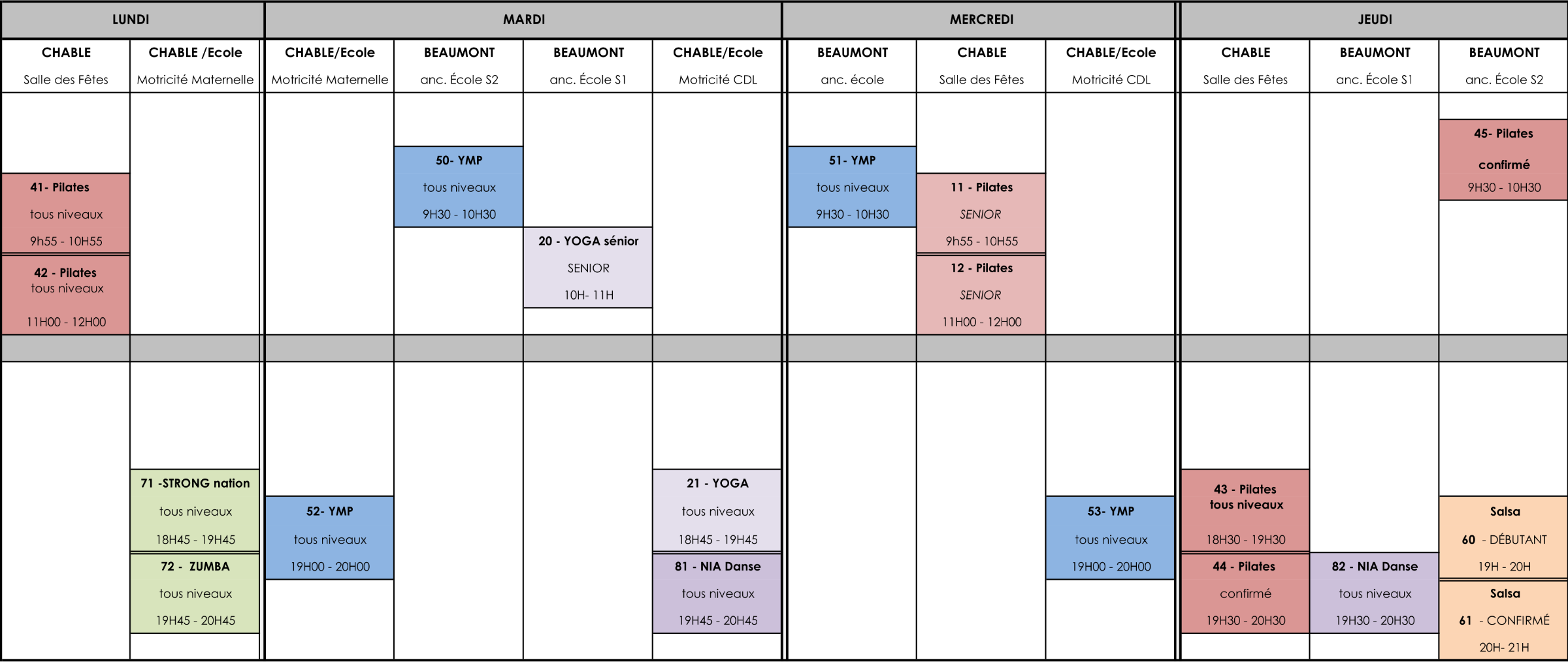 Planning saison 26-27