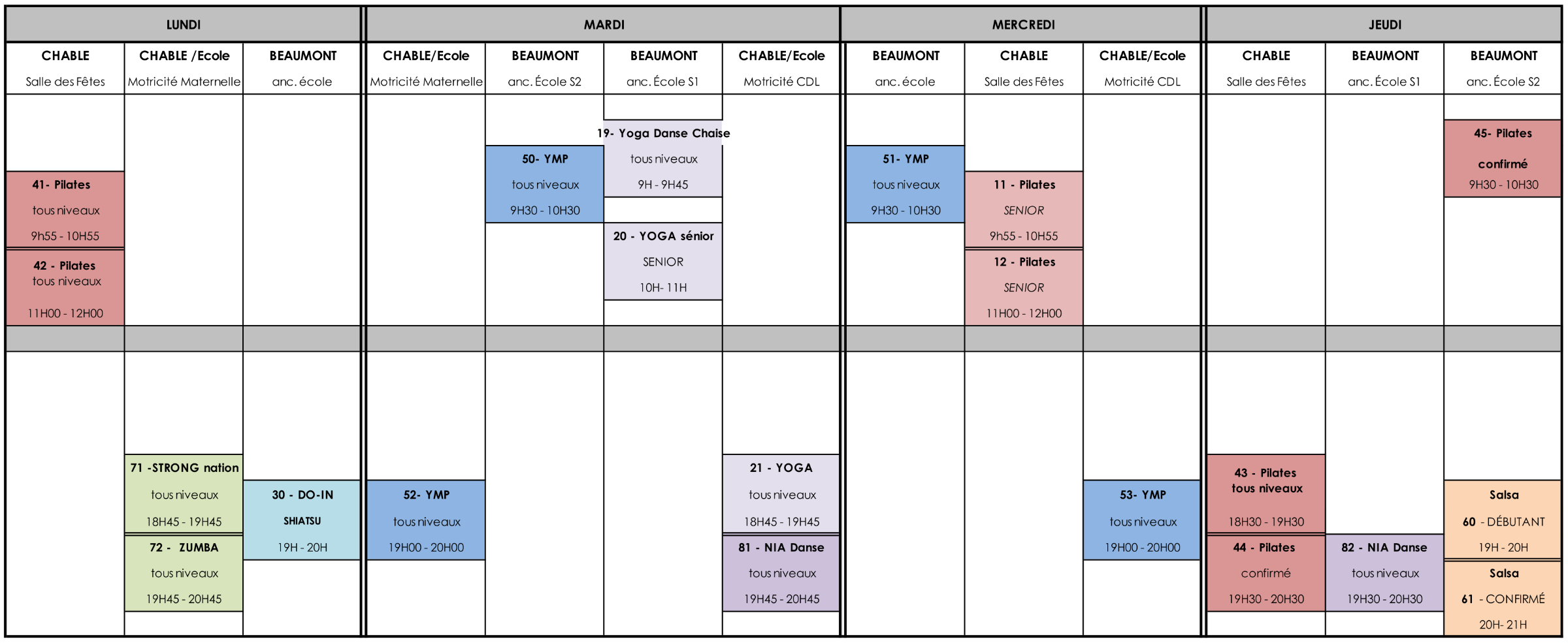 Planning saison 26-27