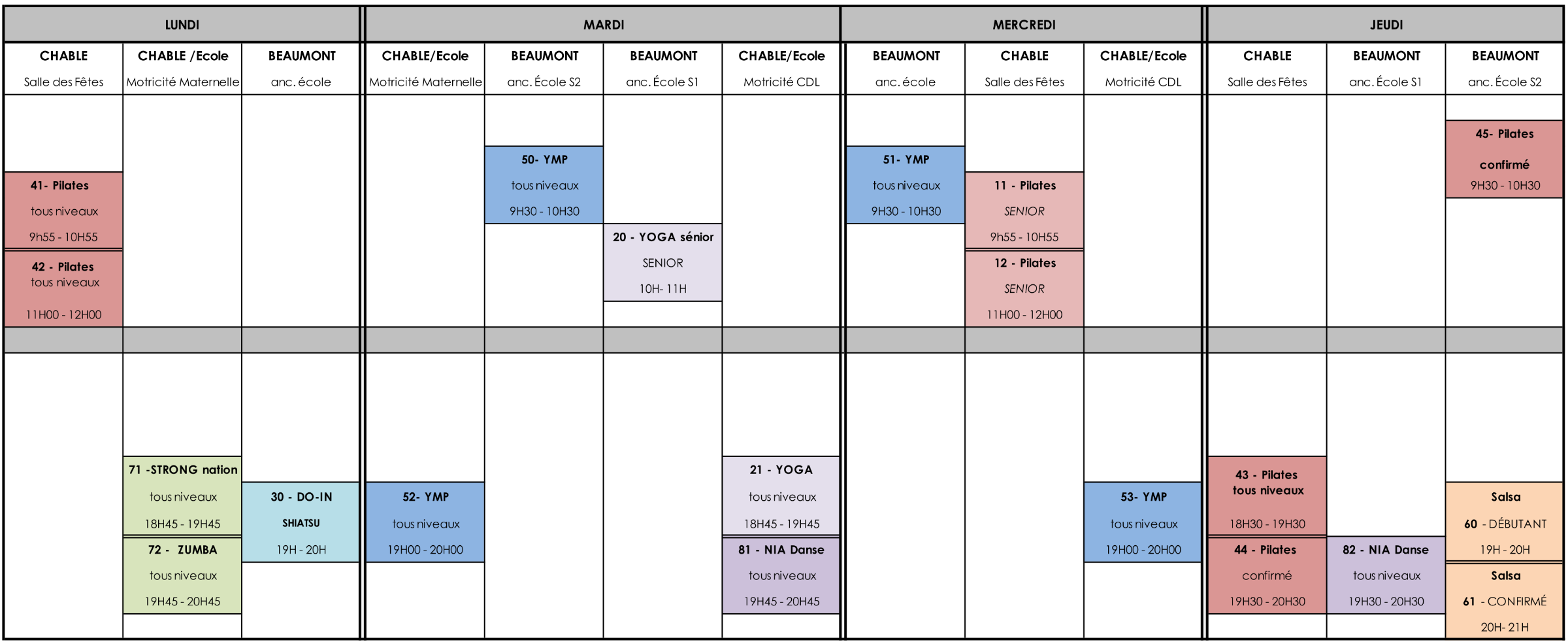 Planning saison 26-27