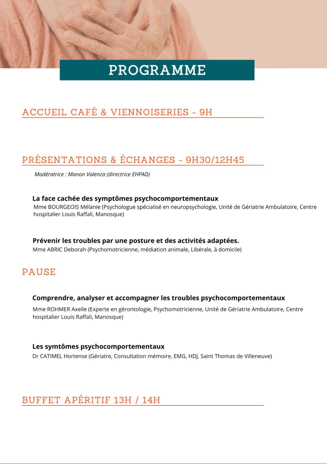 Rencontre : accompagnement des troubles psychocomportementaux de la personne âgée au quotidien