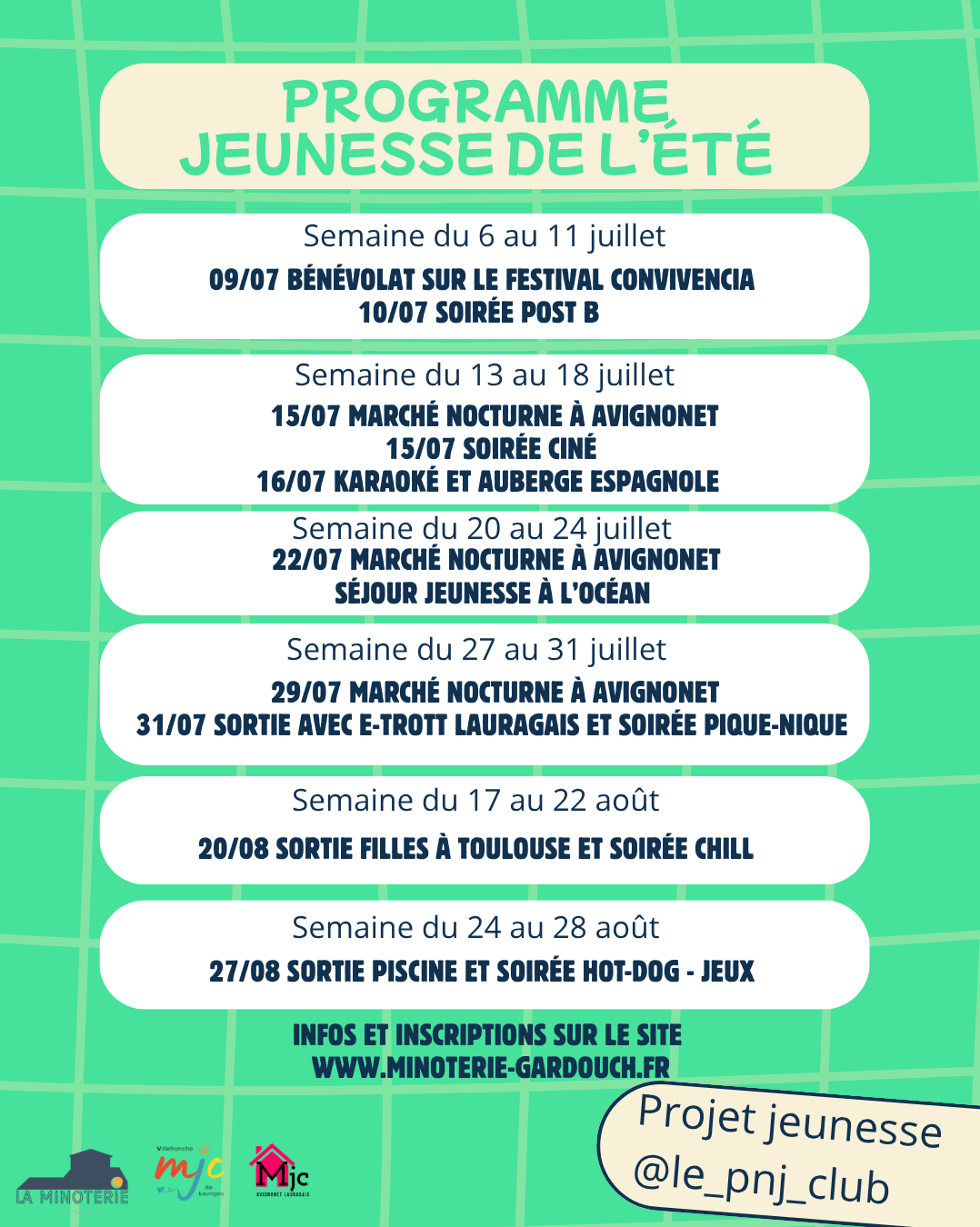 Jeunesse | Programme de l'été