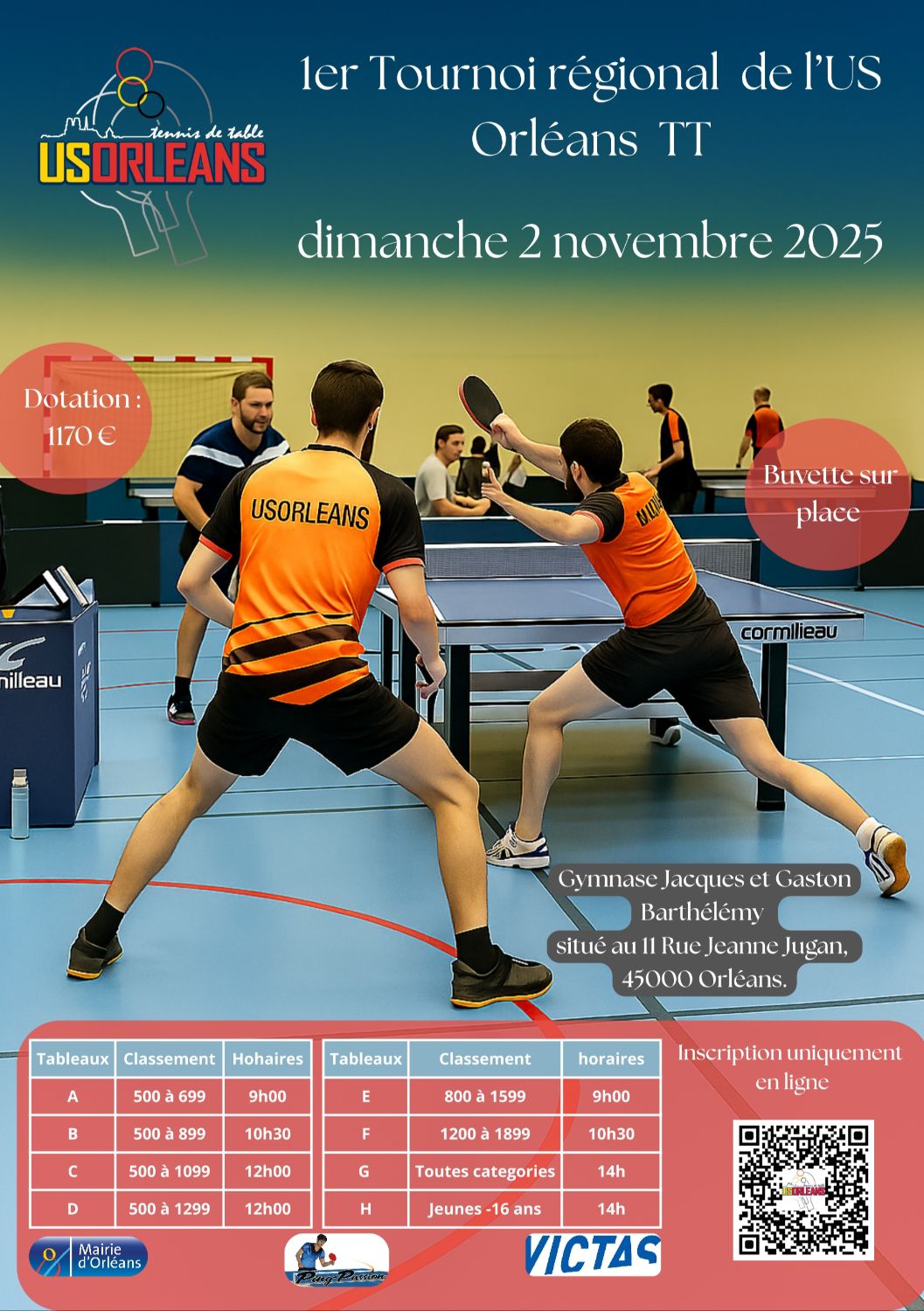 1er Tournoi Régional de l'US Orléans Tennis de Table