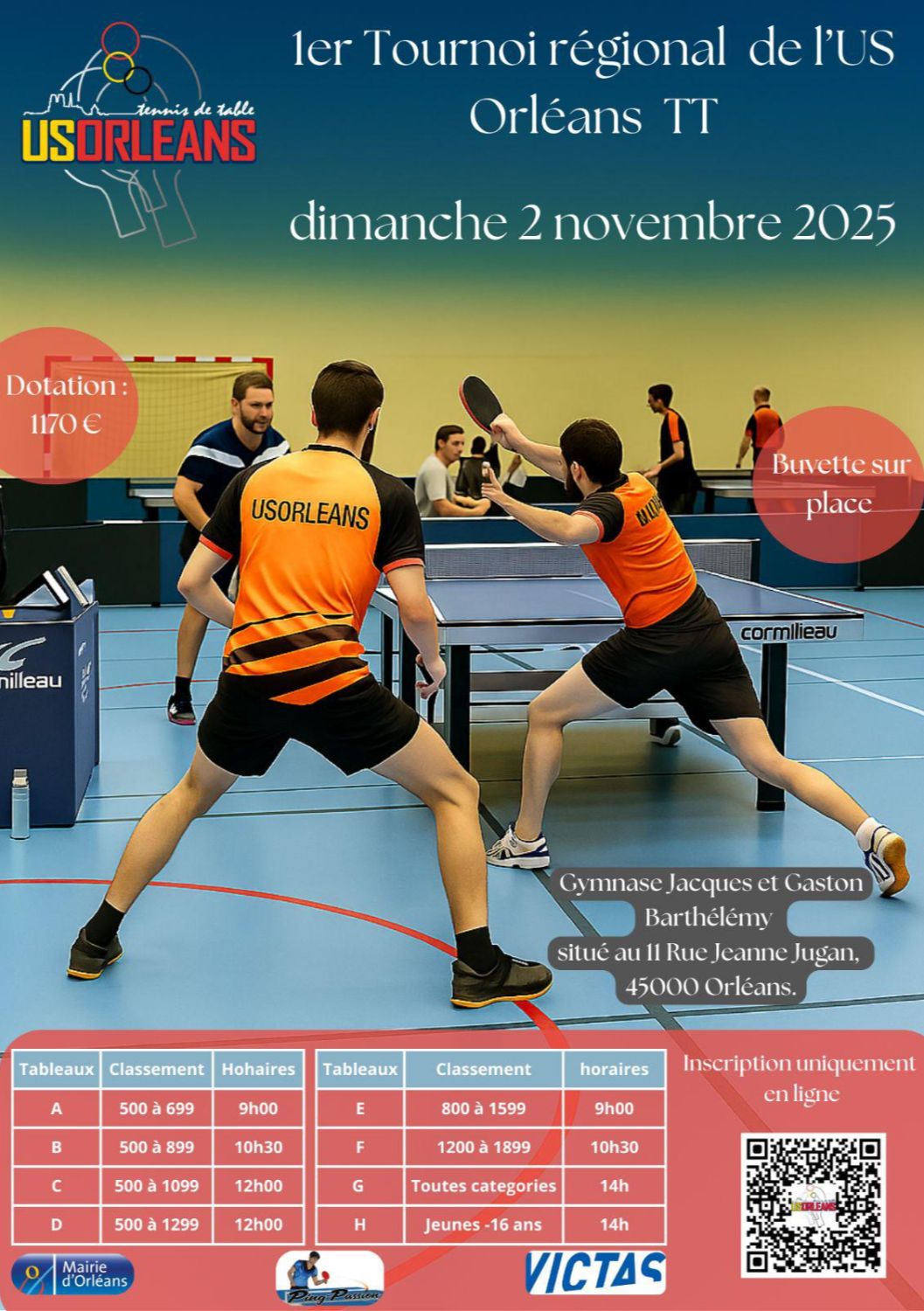 1er Tournoi Régional de l'US Orléans Tennis de Table