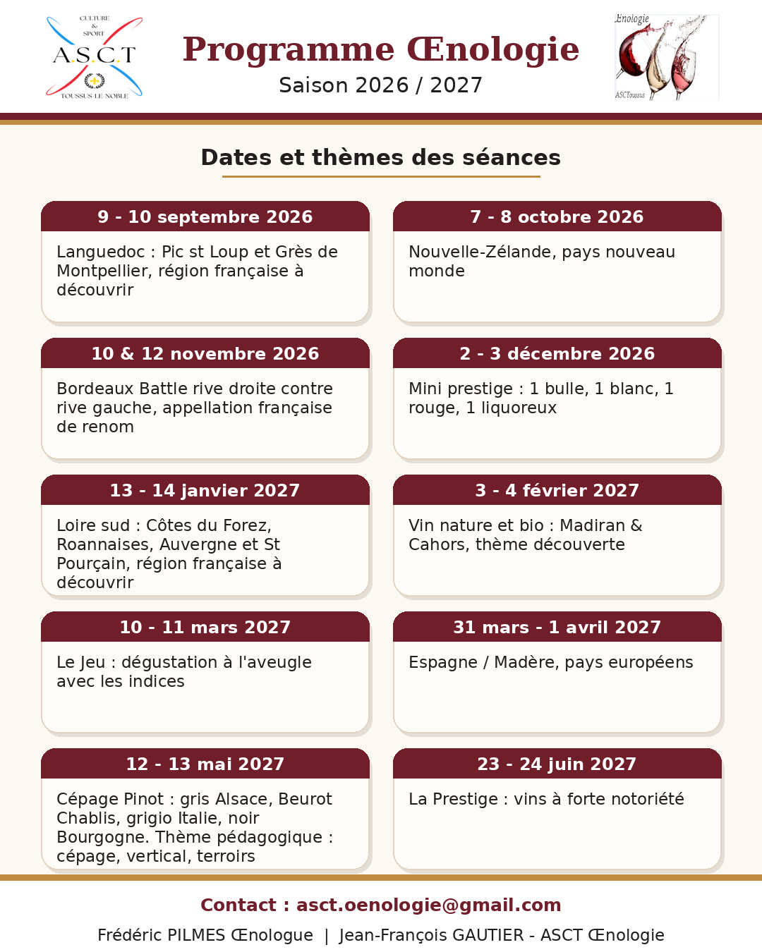 Œnologie 2026-2027