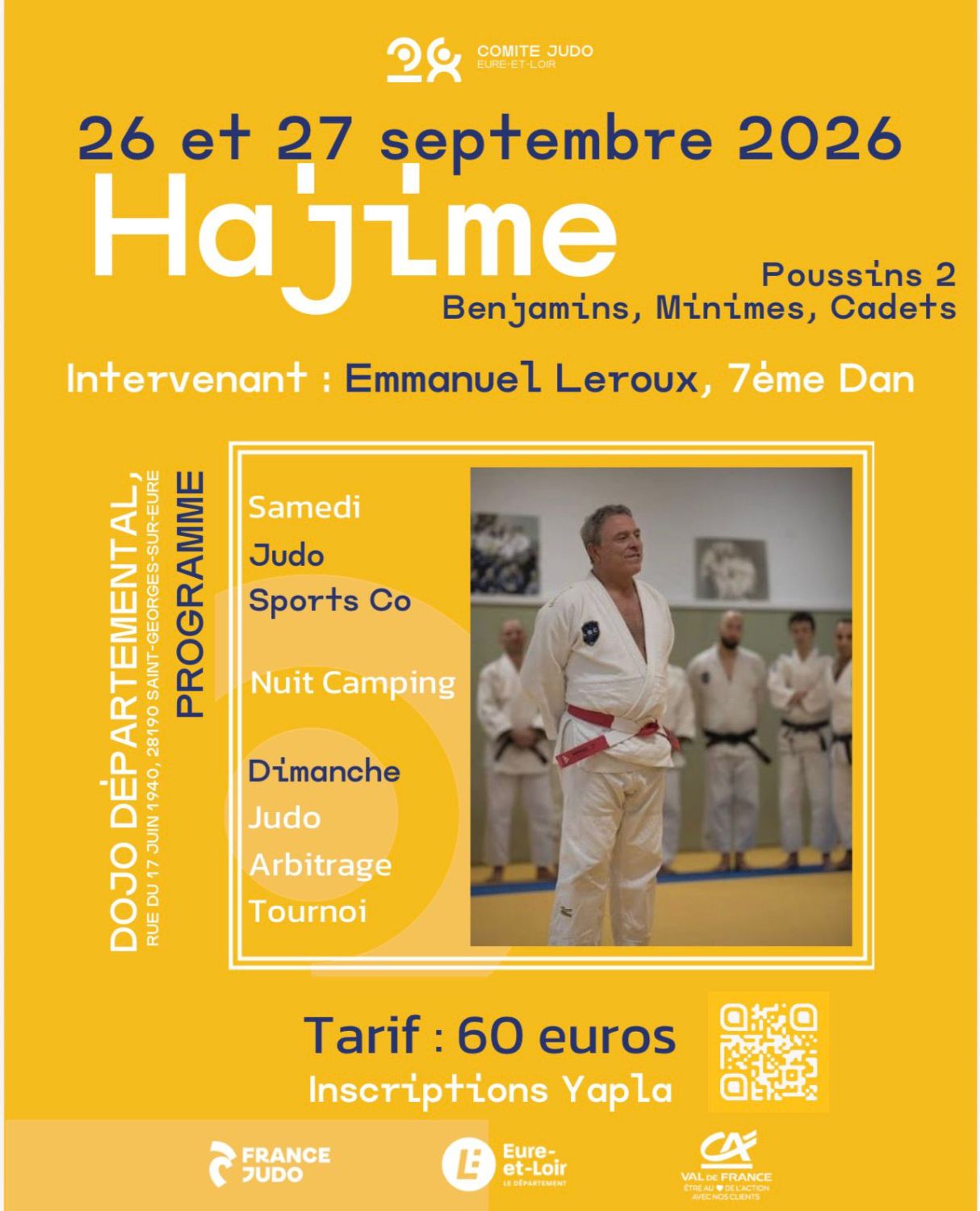 Hajime, stage jeune Poussin 2, benjamins, minimes et cadets