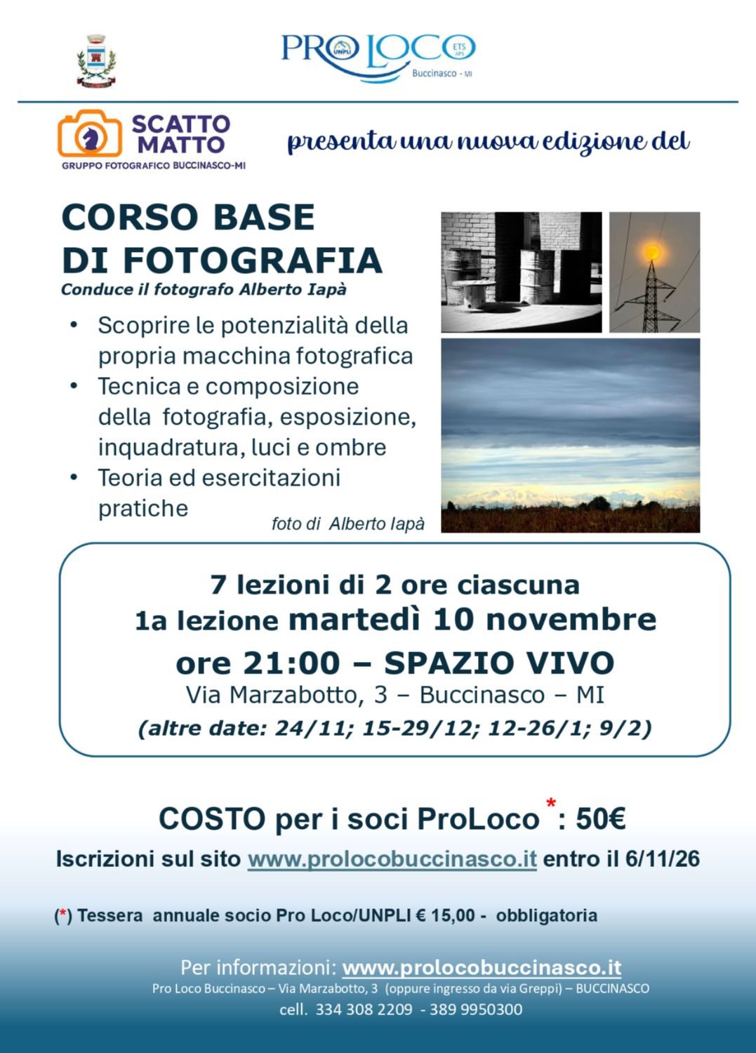 Corso base di fotografia - ed. novembre 2026