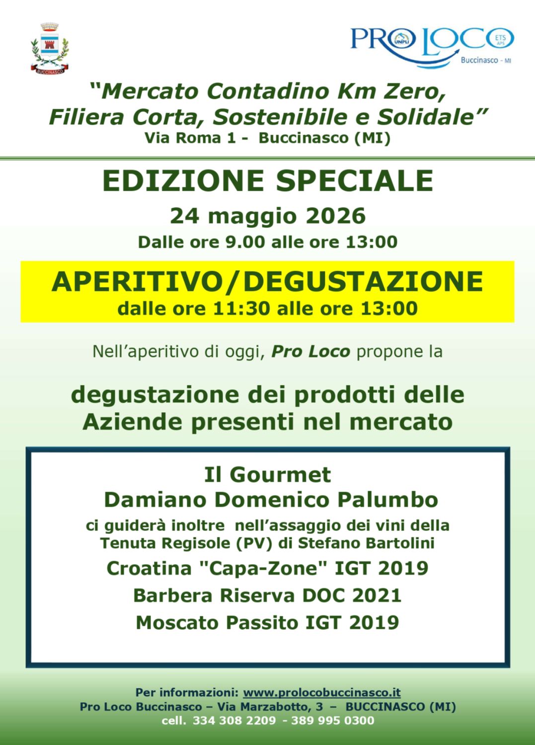 DEGUSTAZIONE MERCATO KMZERO 24/5/2026