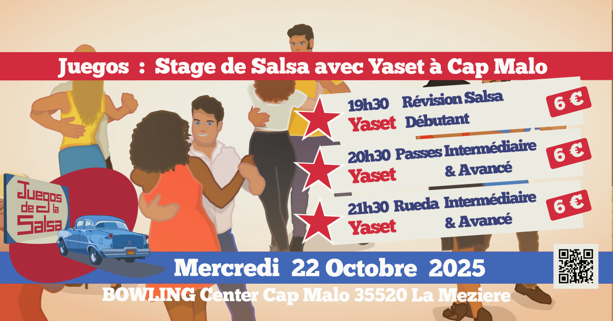 Juegos : Stages Salsa avec Yaset Oliva au Bowling Center Cap-Malo - La Mézière 35520