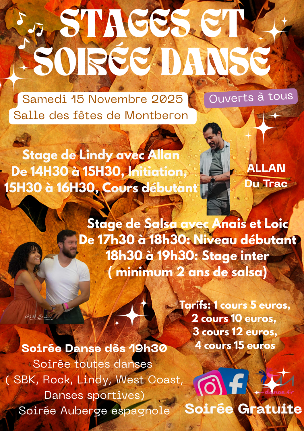 Stages de Salsa et Lindy Hop, Soirée dansante gratuite des 19h30