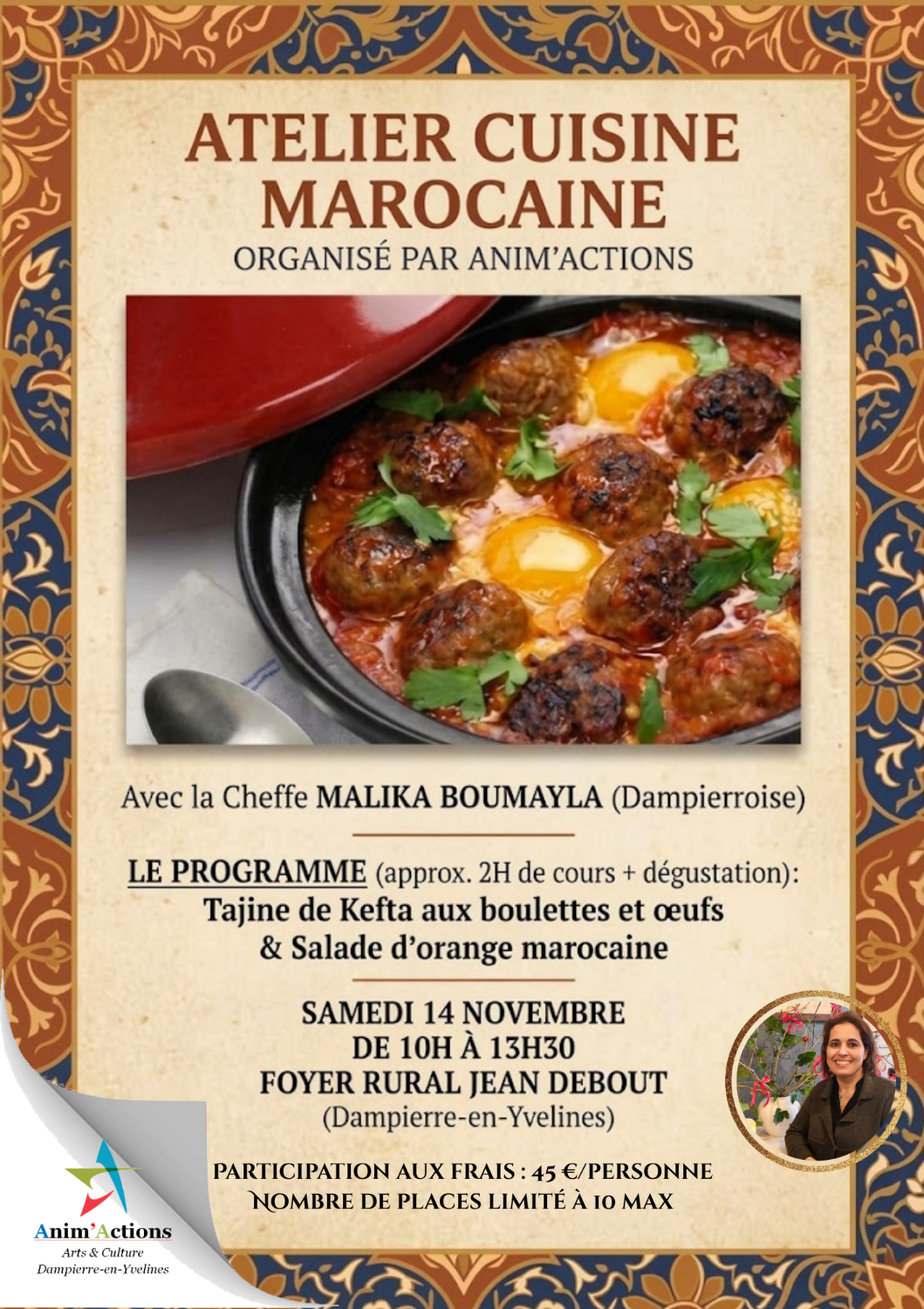 Atelier Cuisine marocaine 14 novembre 2026