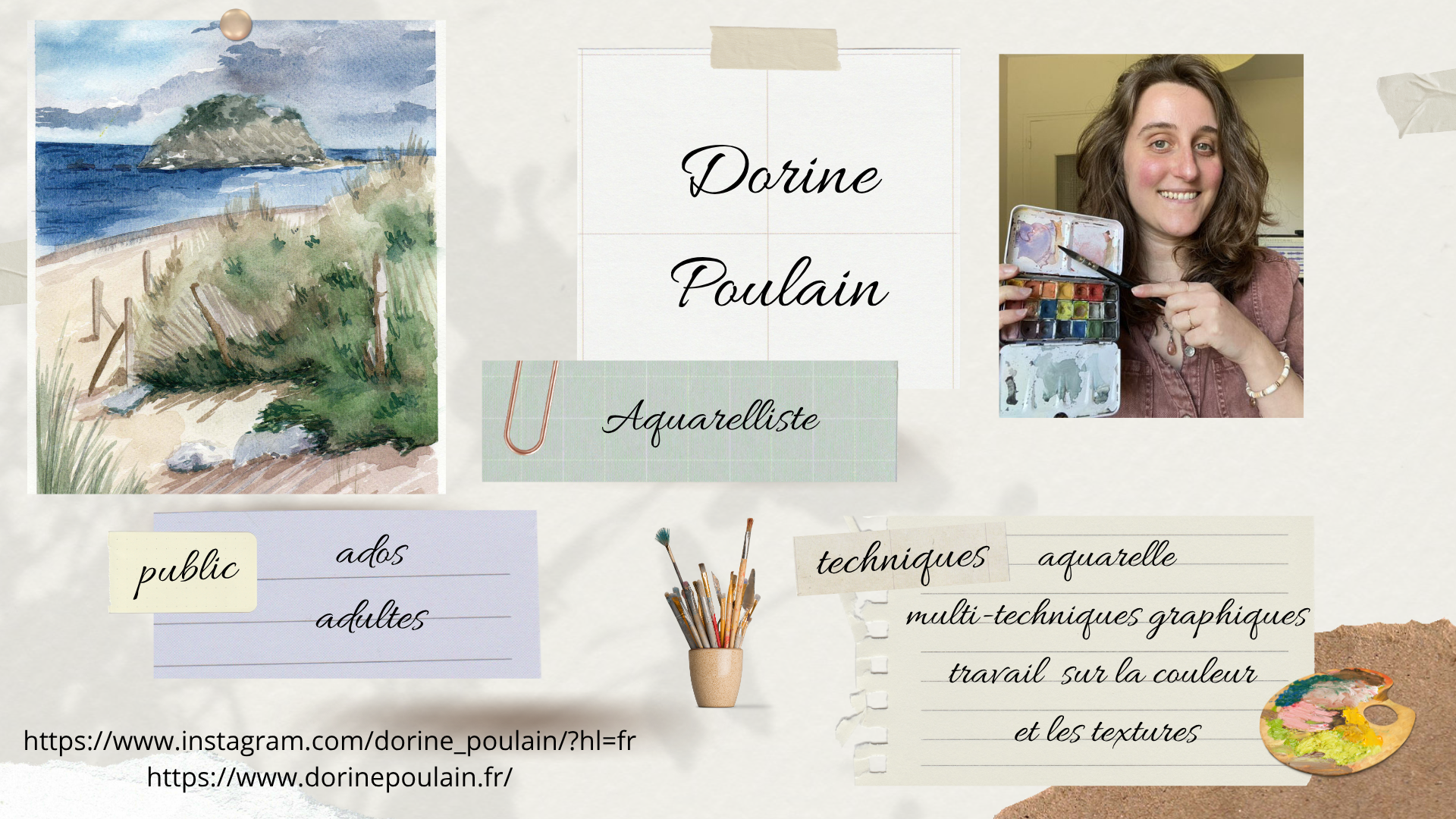 artiste Dorine Poulain, aquarelliste. le public : 