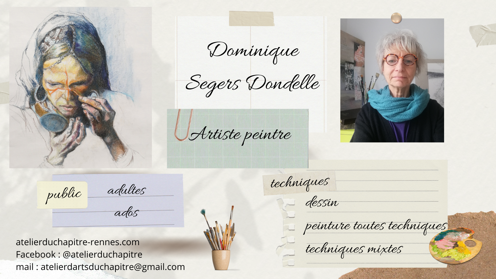 Dominique Segers Dondelle Artiste peintre Présentation : Dominique Segers Dondelle est une artiste peintre passionnée, spécialisée dans diverses techniques artistiques. Son travail reflète une approche créative et expressive, mêlant tradition et innovatio