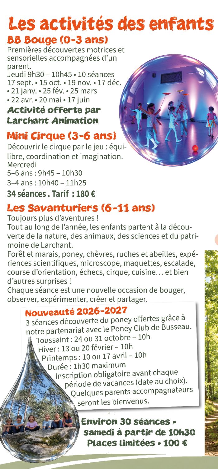 Ateliers enfants saison 2026-2027