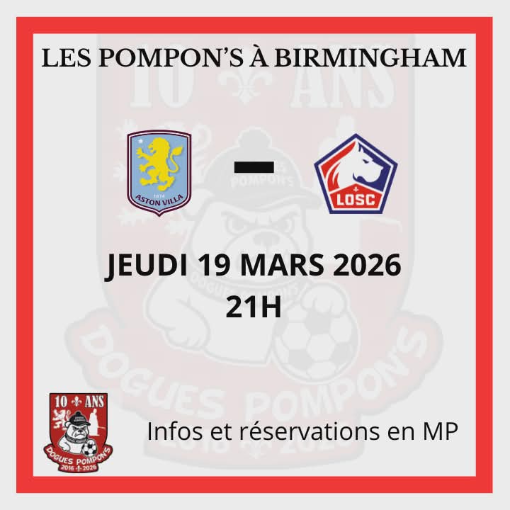 Tous à Aston Villa avec les Dogues Pompon's !