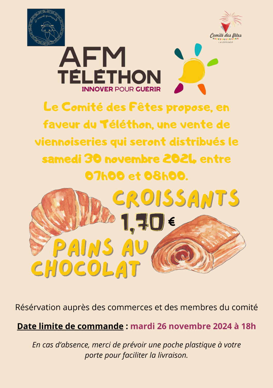 Vente de viennoiseries au profit du Téléthon