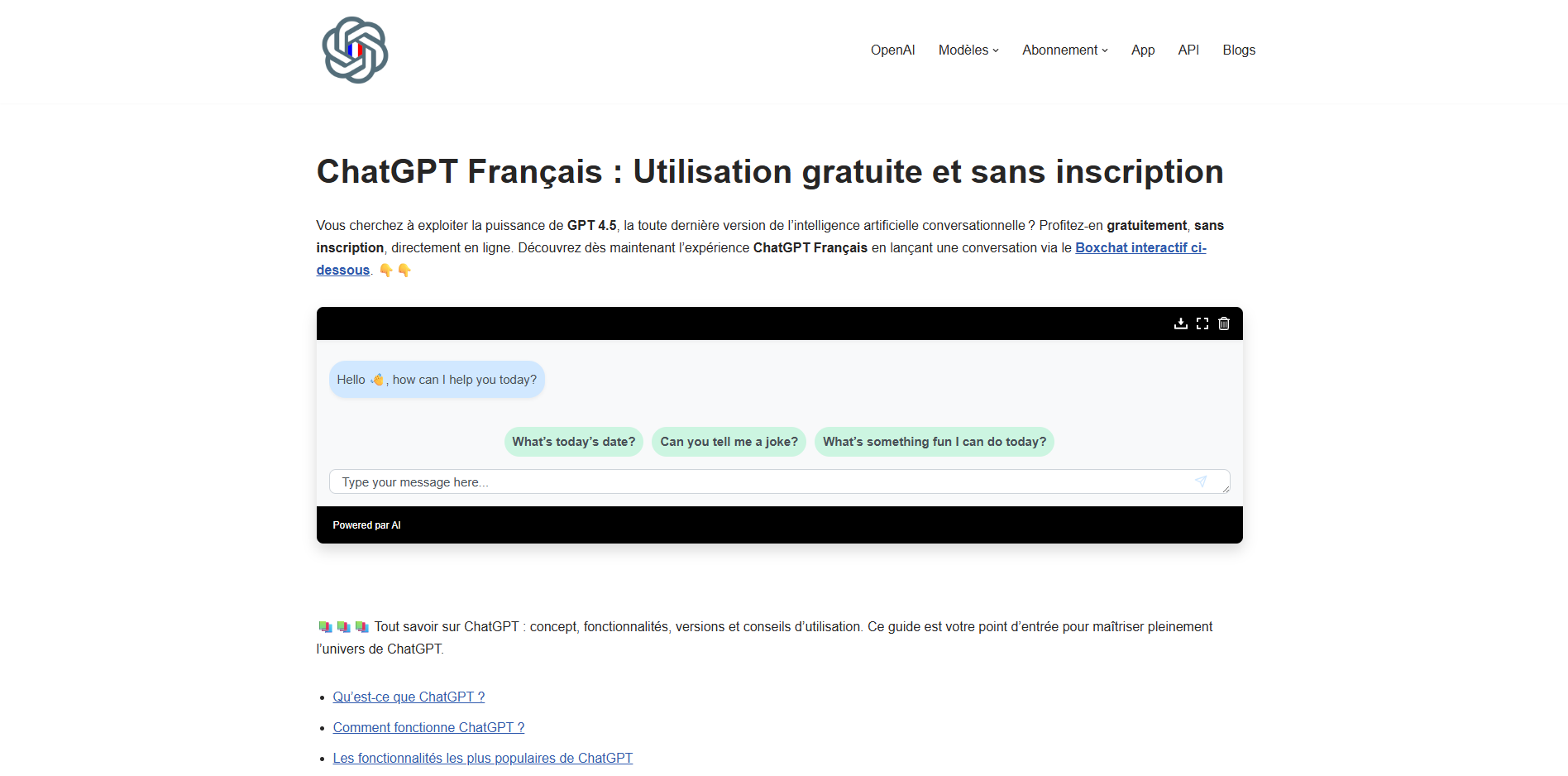 ChatGPT Français