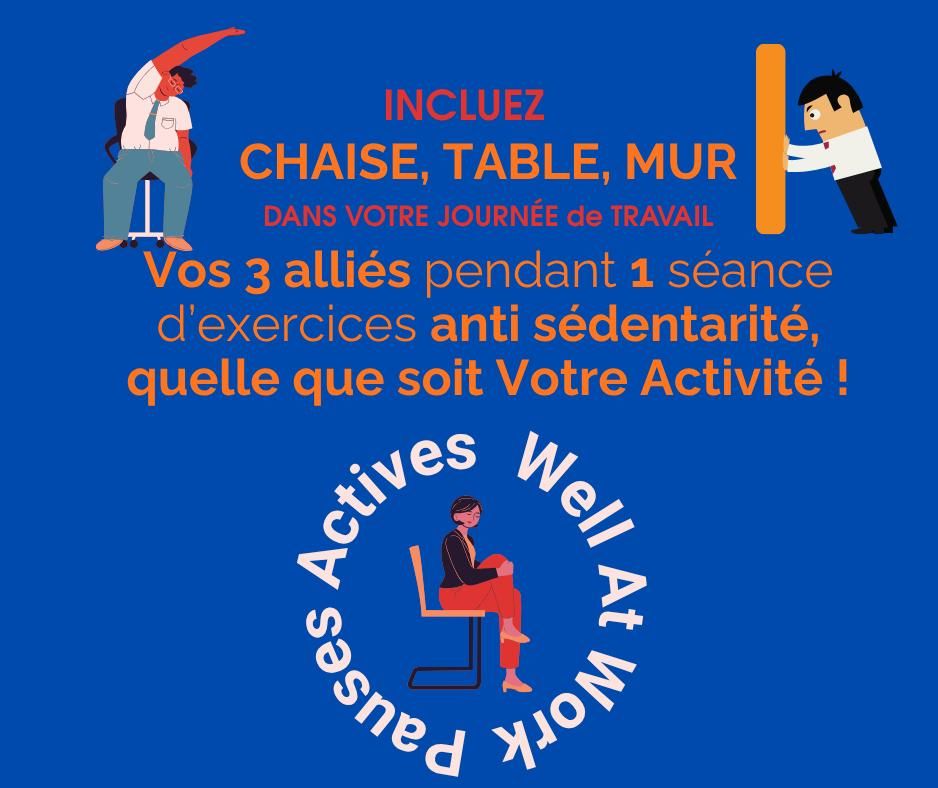 Action anti sédentarité !!! votre poste de travail ,votre bureau, c'est possible !!
