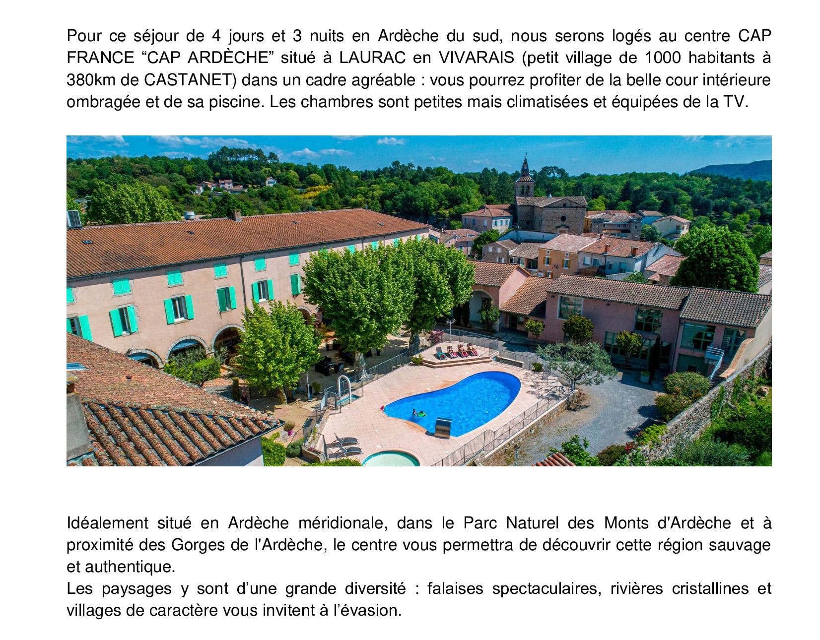 Séjour Automne 2026 - LAURAC en VIVARAIS (Ardèche)