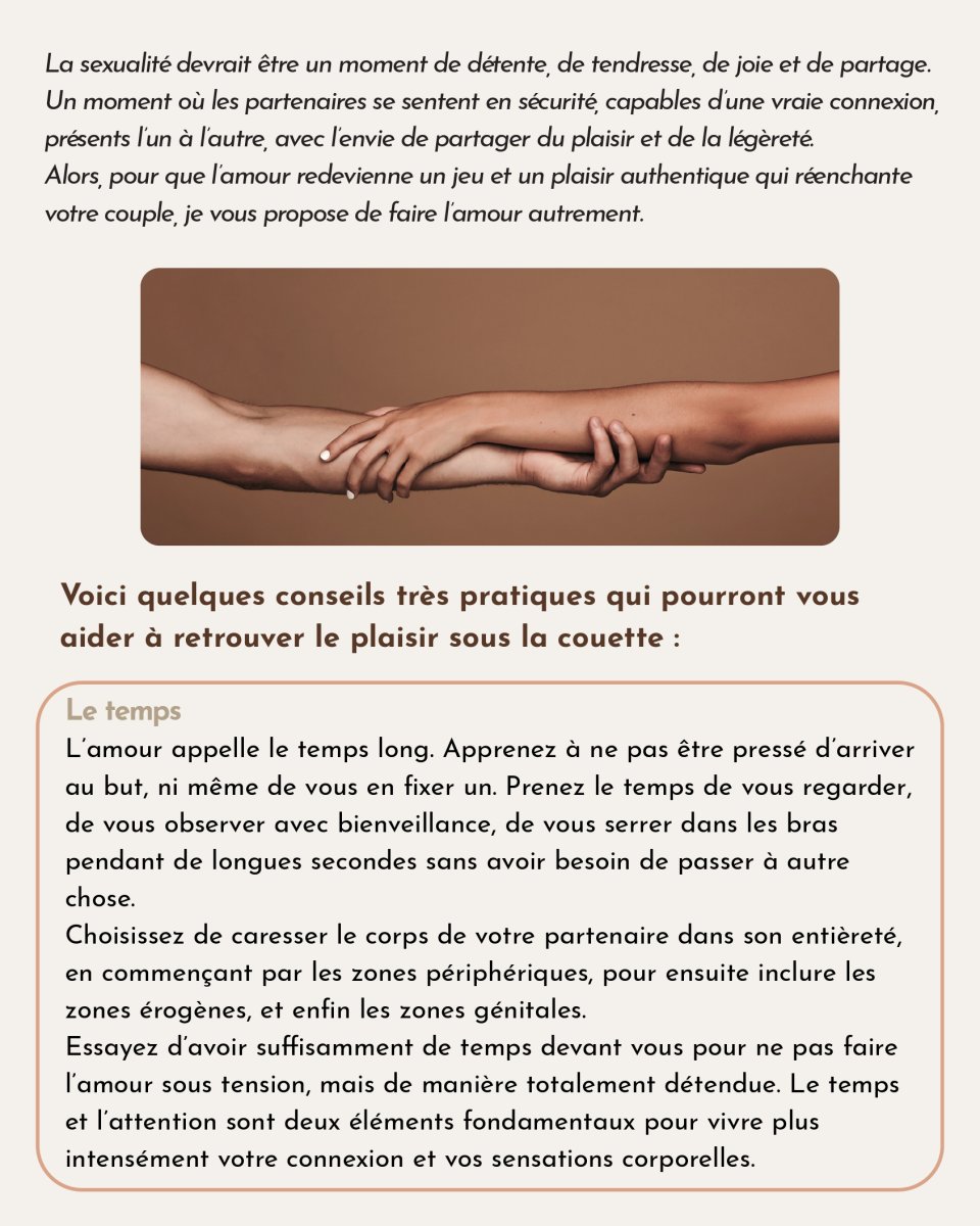 Tendresse et sexualité sans pression