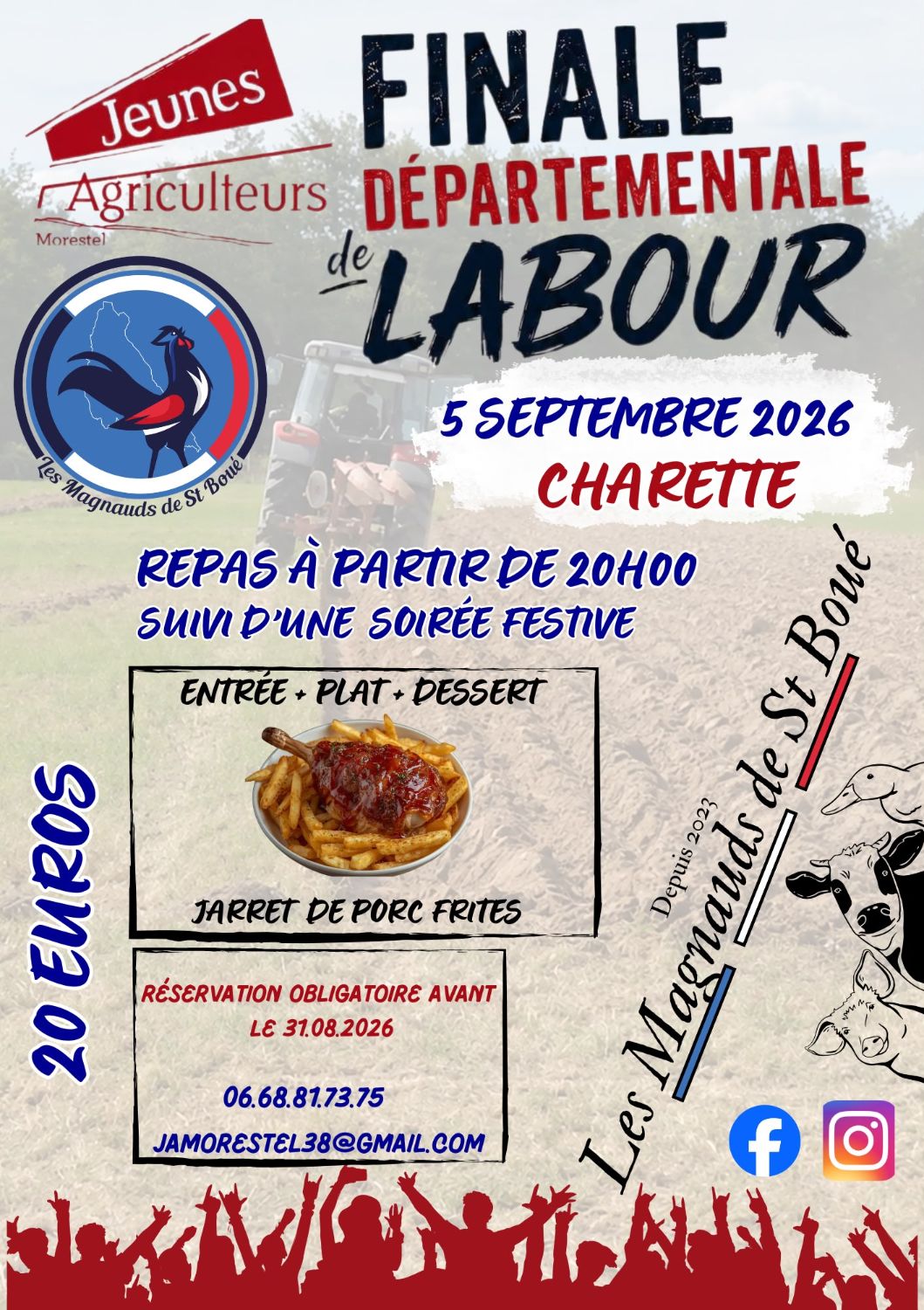 Réservation de repas - Finale Départementale de Labour à Charette