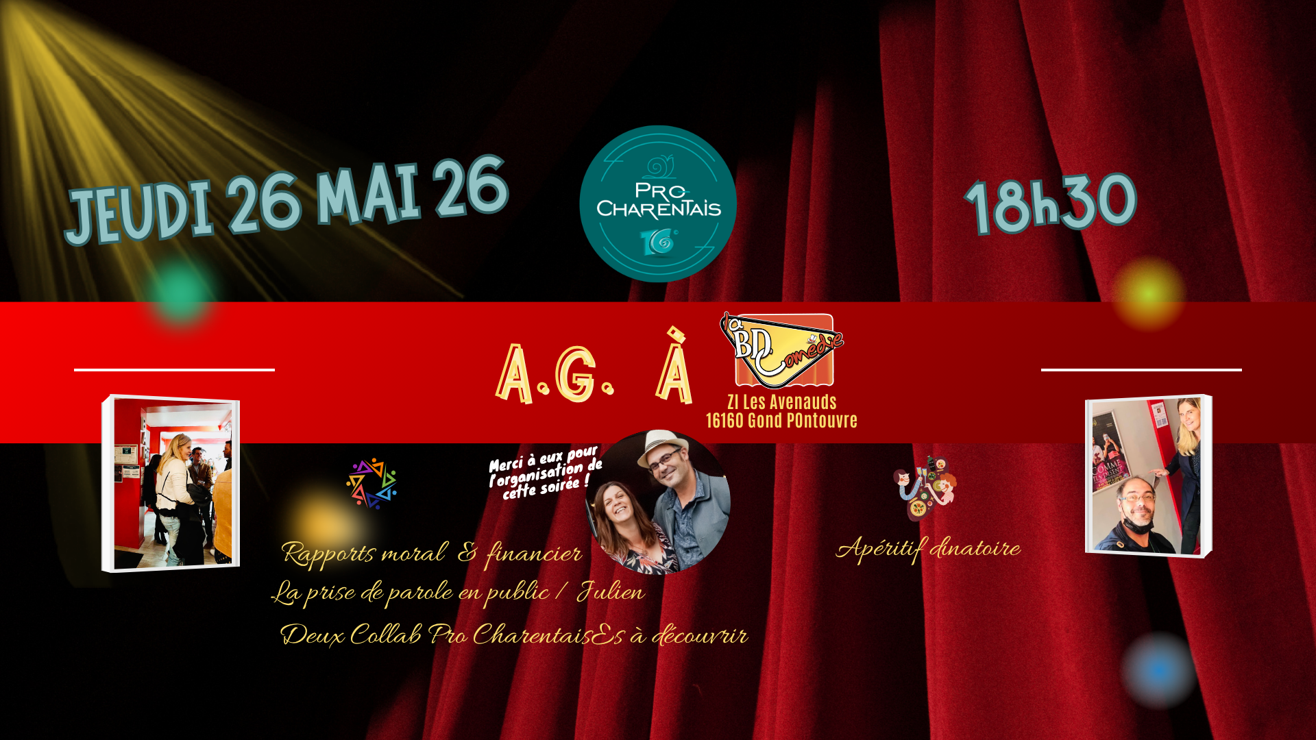 Rdv AG 2026 & Cocktail dinatoire à la Bd Comédie  ı  Le MARDI 26 Mai à 18h30